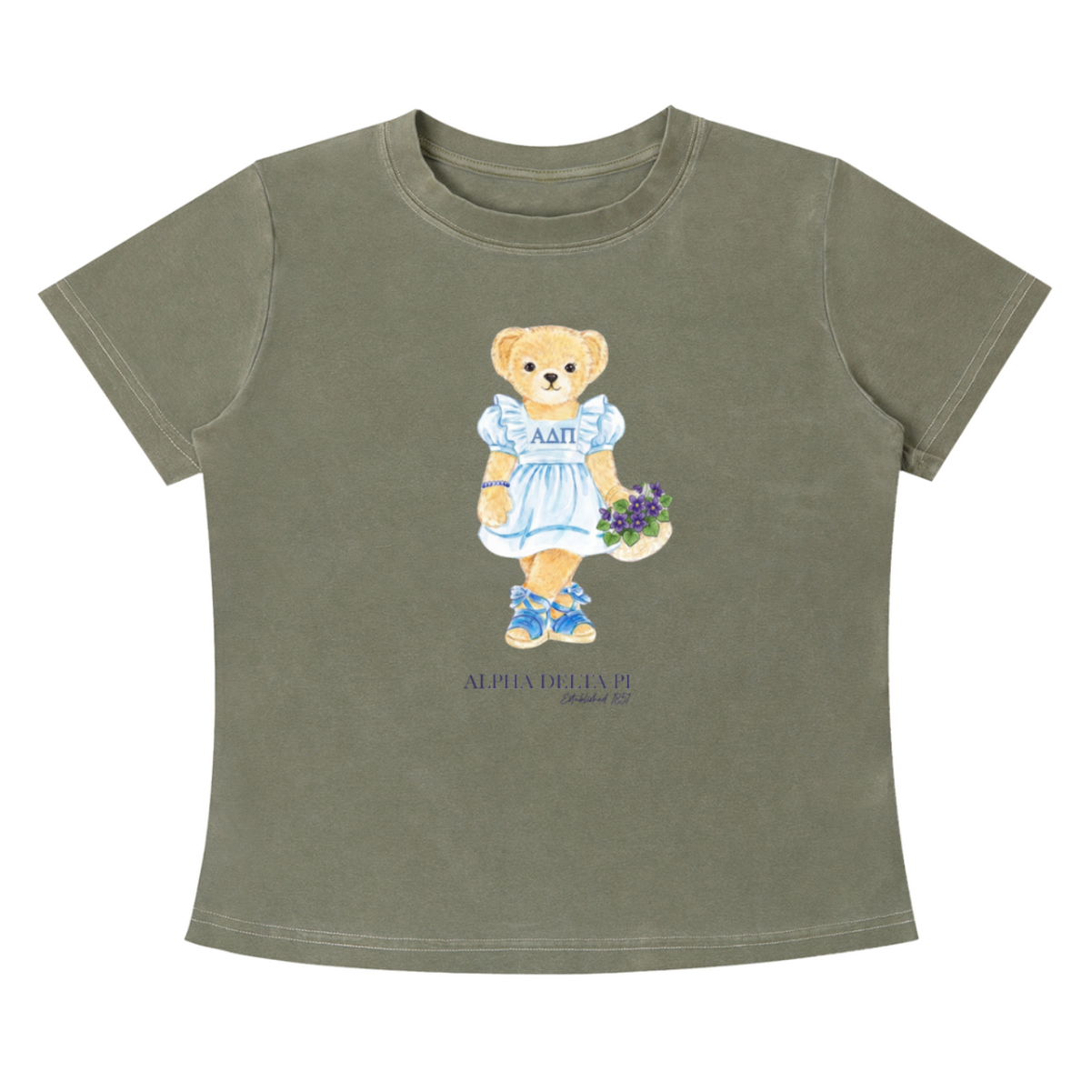 Alpha Delta Pi Flower Bear Baby Tee