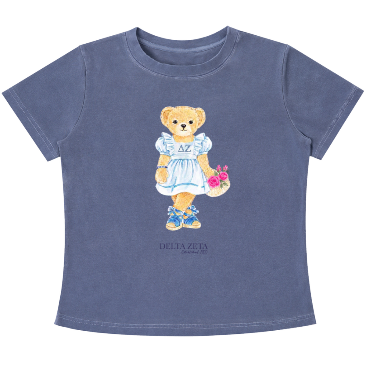 Delta Zeta Flower Bear Baby Tee