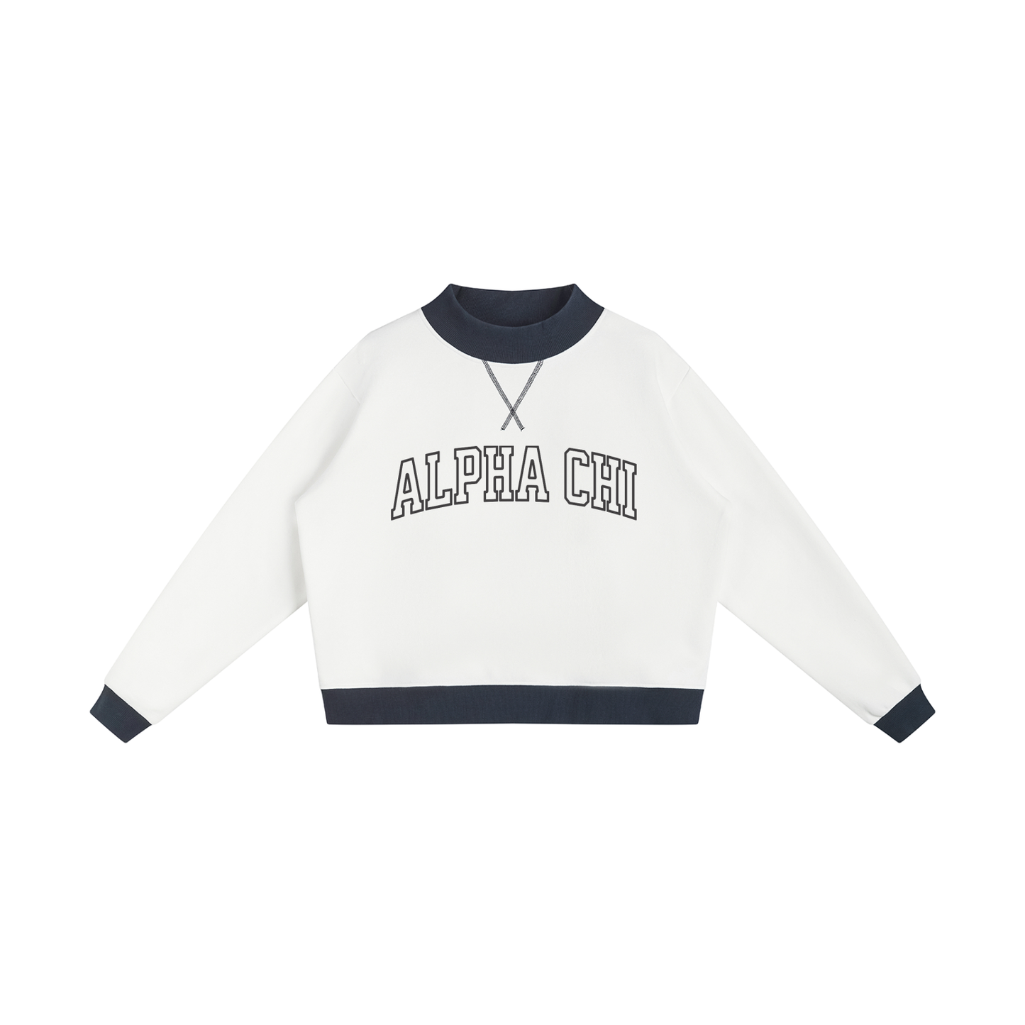 Alpha Chi Omega Two Tone Mock Neck Sweatshirt