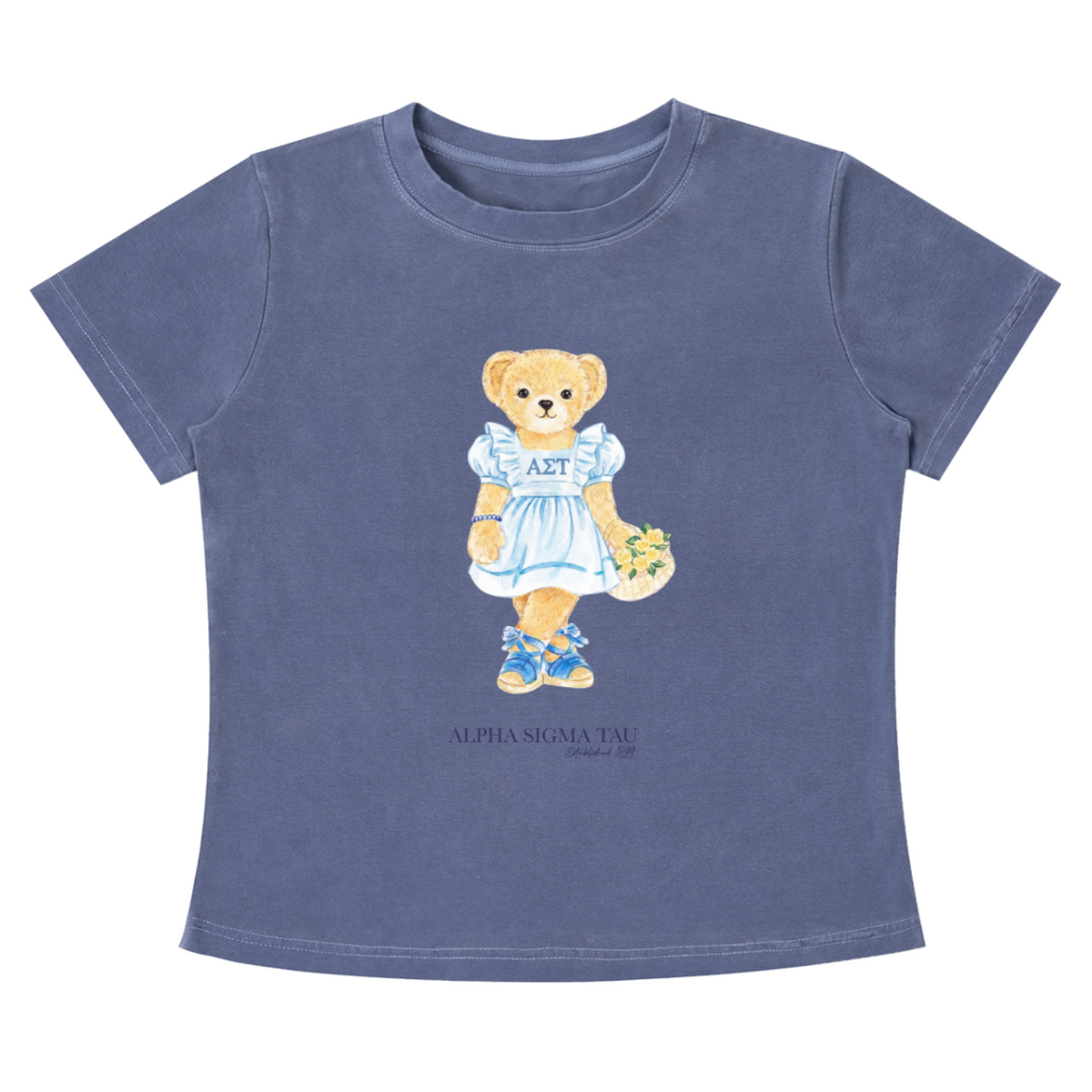 Alpha Sigma Tau Flower Bear Baby Tee