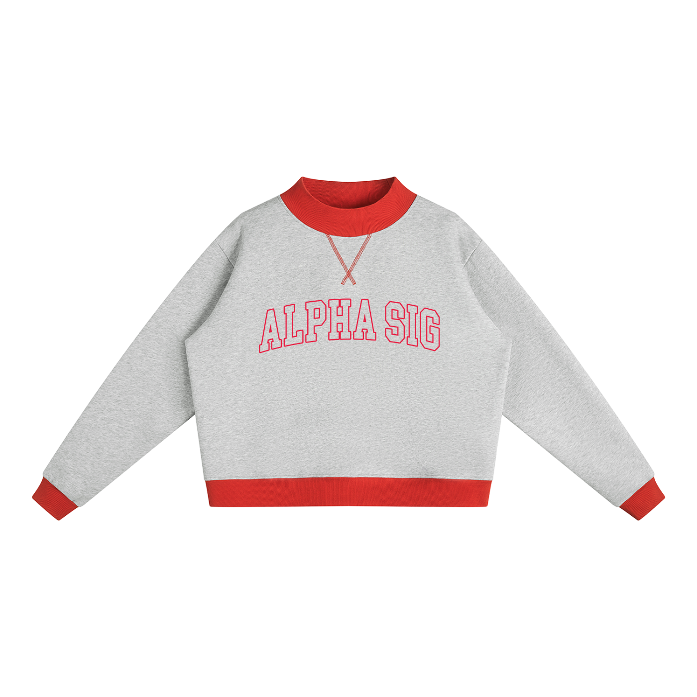 Alpha Sigma Alpha Two Tone Mock Neck Sweatshirt