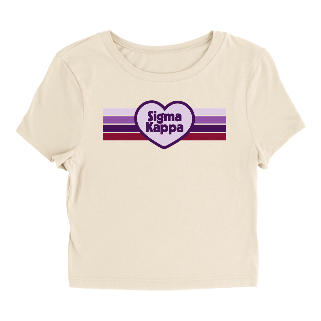 Sigma Kappa Retro Heart Baby Tee - Ivy Society