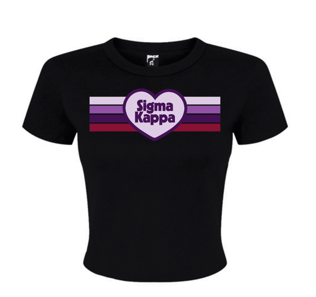 Sigma Kappa Retro Heart Baby Tee - Ivy Society
