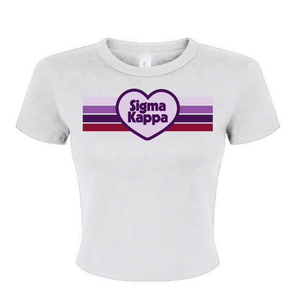Sigma Kappa Retro Heart Baby Tee - Ivy Society