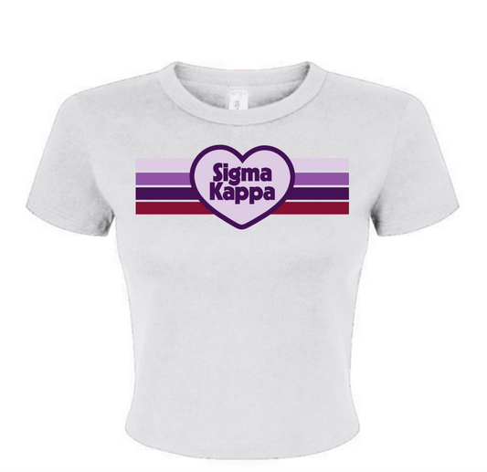 Sigma Kappa Retro Heart Baby Tee - Ivy Society