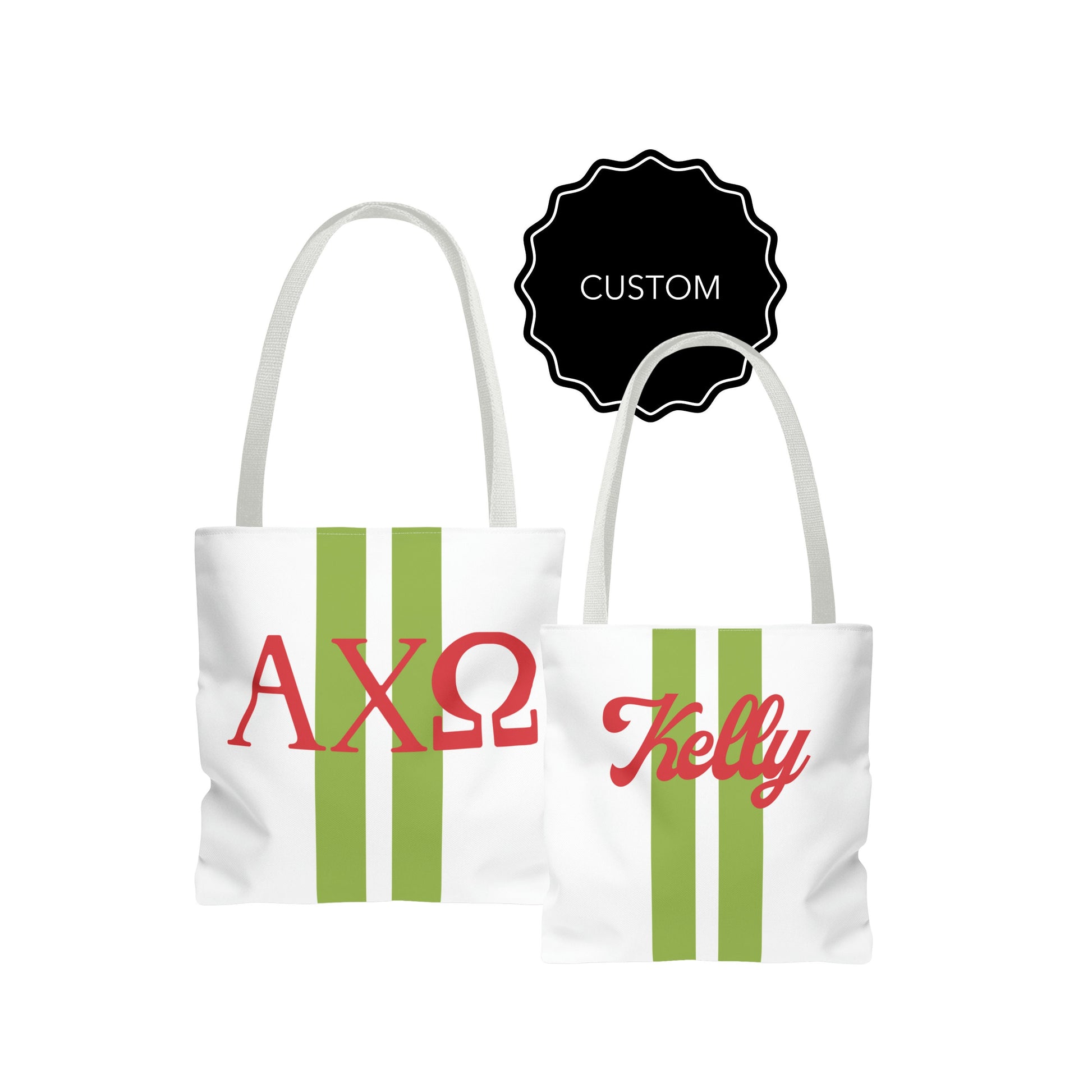 Alpha Chi Omega Personalized Stripe Tote Bag - Ivy Society
