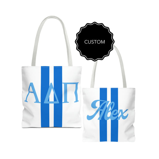 Alpha Delta Pi Personalized Stripe Tote Bag - Ivy Society