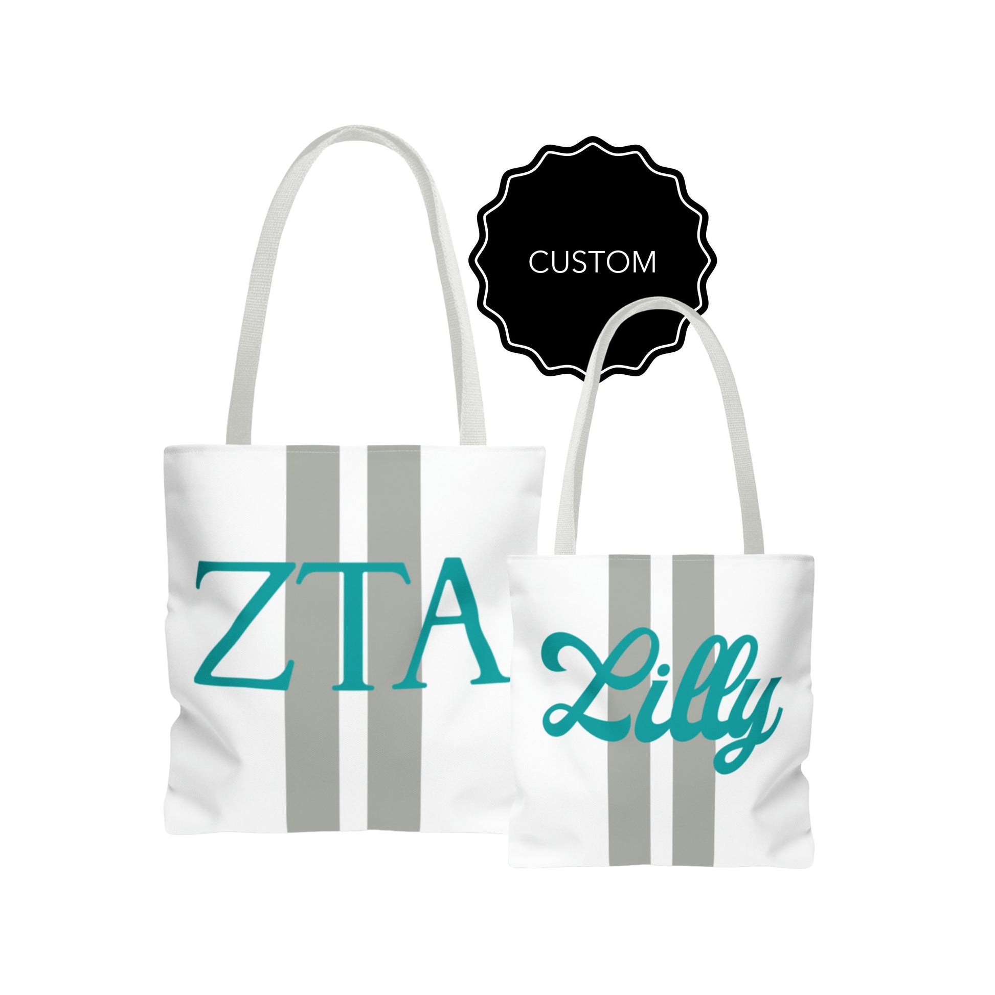 Zeta Tau Alpha Personalized Stripe Tote Bag - Ivy Society