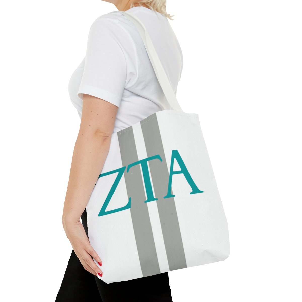 Zeta Tau Alpha Personalized Stripe Tote Bag - Ivy Society