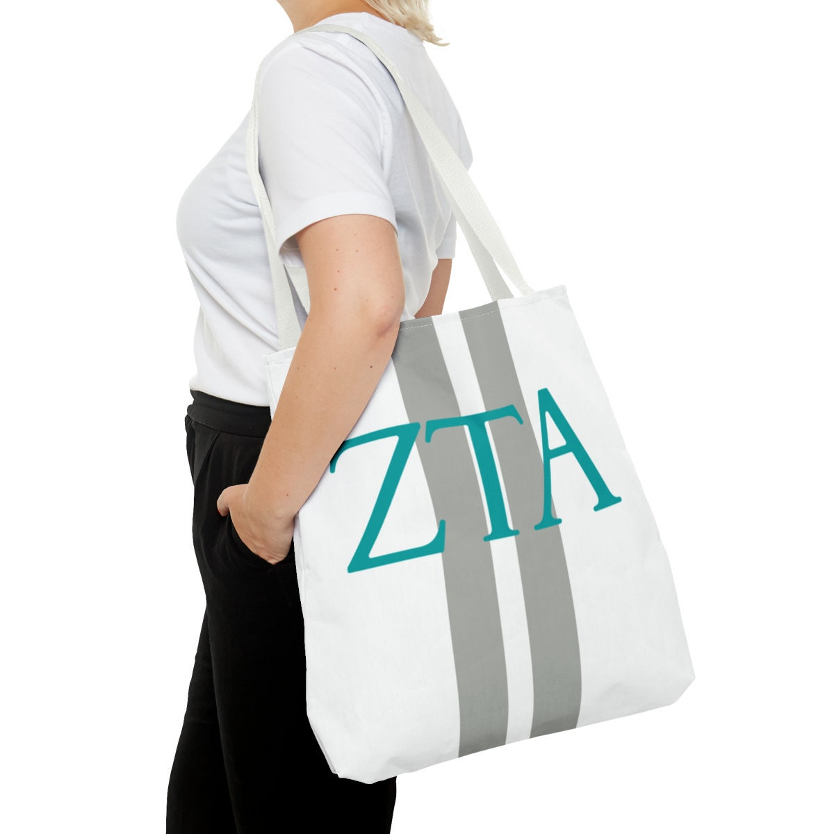 Zeta Tau Alpha Personalized Stripe Tote Bag - Ivy Society