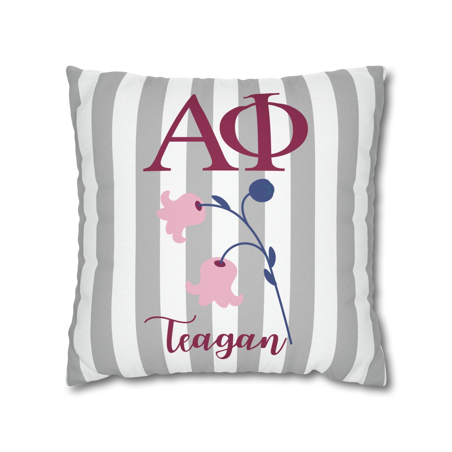 Alpha Phi Personalized Lily Stripe Pillow Cover - Ivy Society