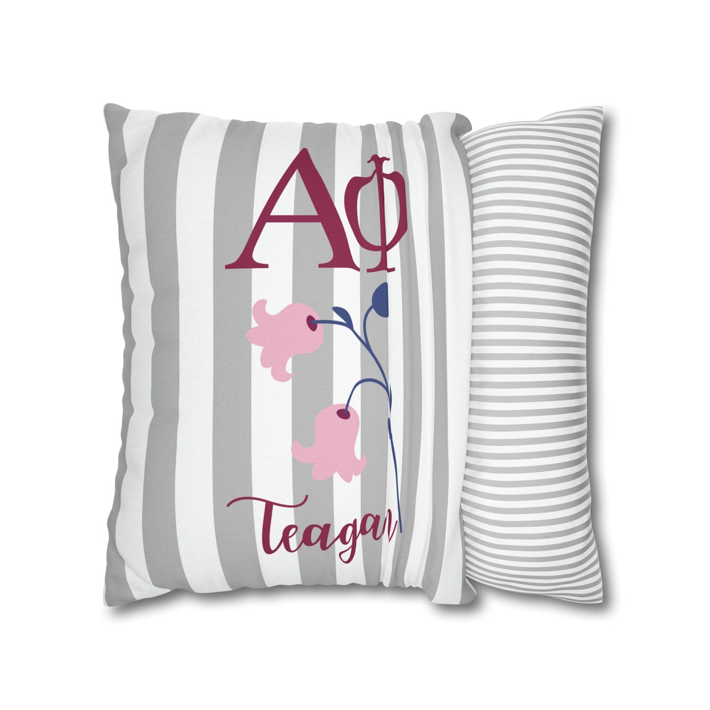 Alpha Phi Personalized Lily Stripe Pillow Cover - Ivy Society