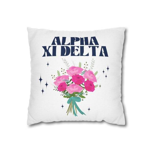 Alpha Xi Delta Bouquet Throw Pillow Cover - Ivy Society