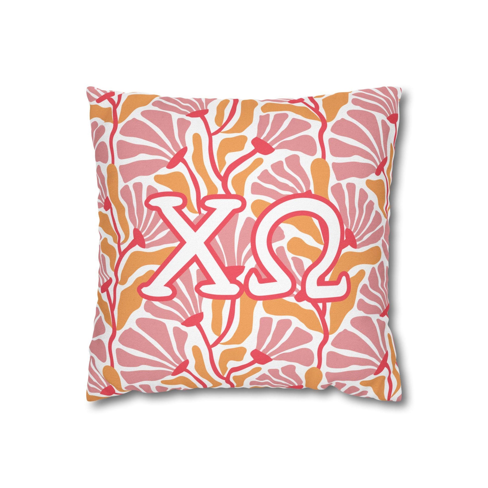 Chi Omega Floral Throw Pillow Cover - Ivy Society