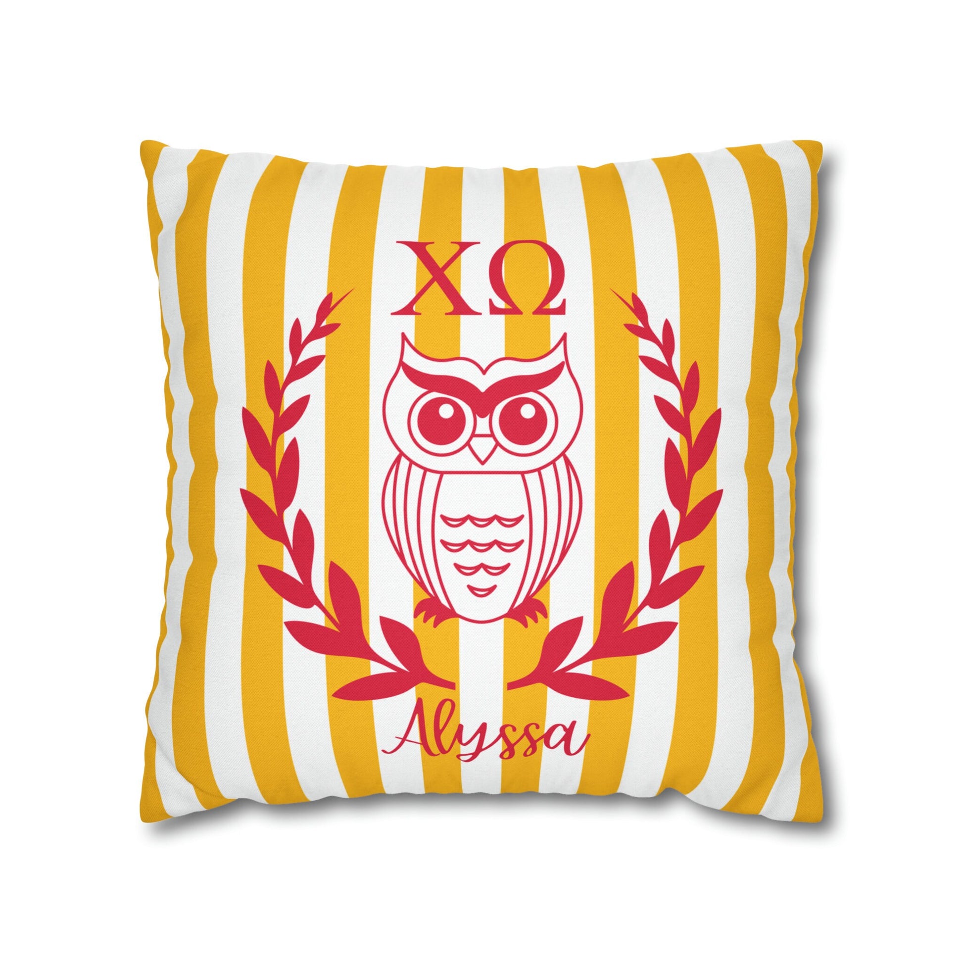Chi Omega Personalized Owl Pillow Cover - Ivy Society