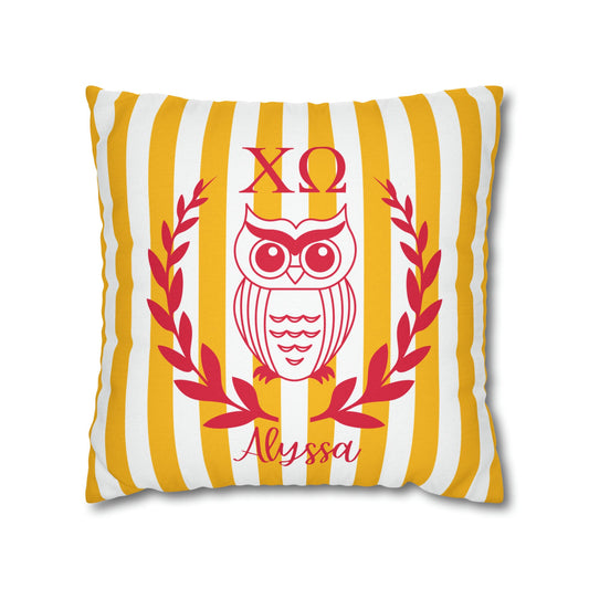 Chi Omega Personalized Owl Pillow Cover - Ivy Society