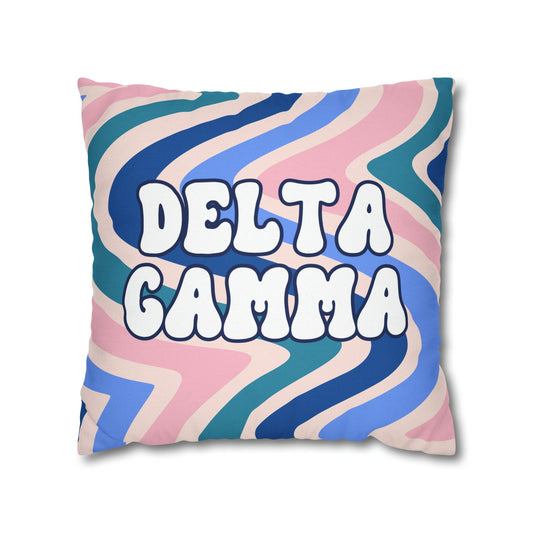 Delta Gamma Wavy Throw Pillow Cover - Ivy Society