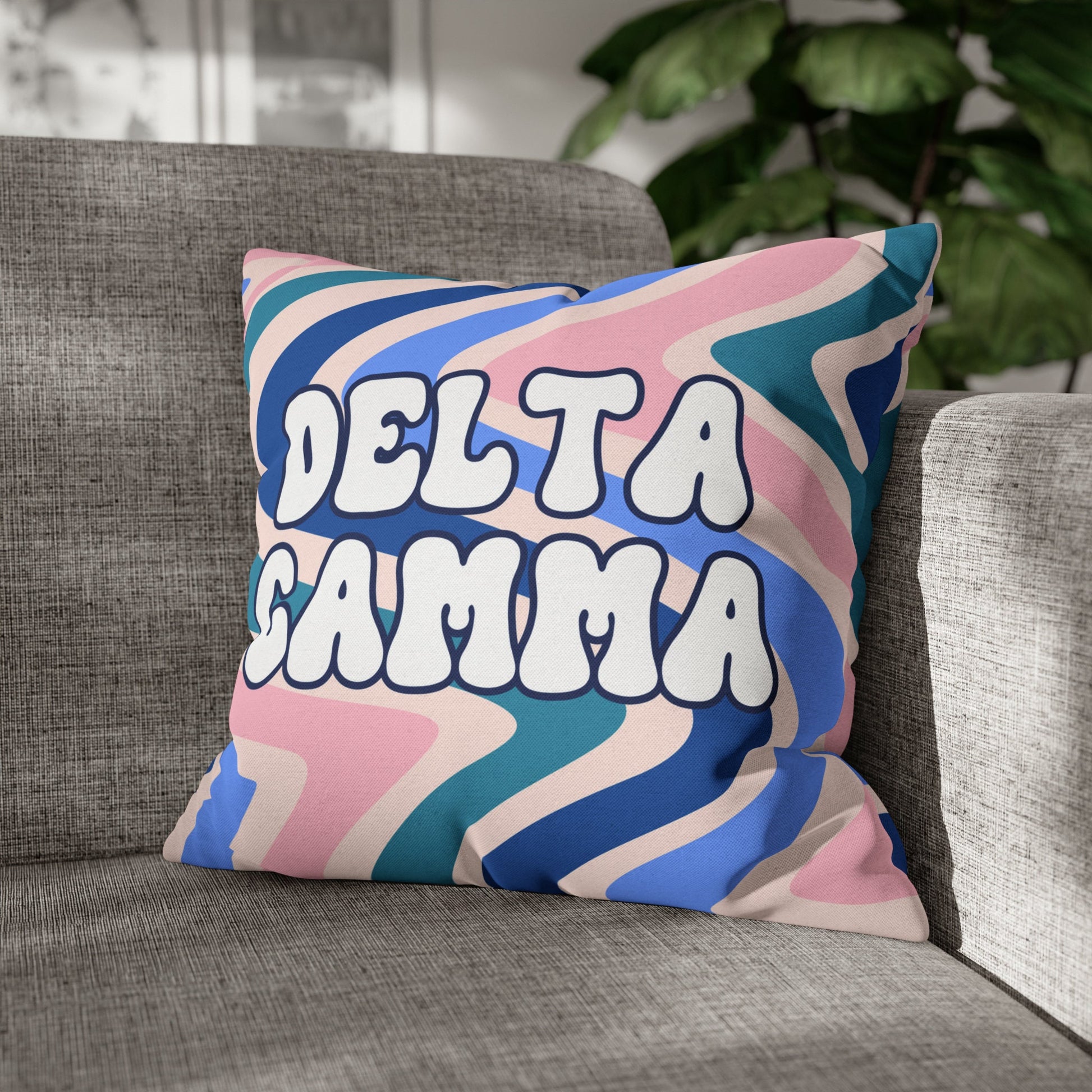 Delta Gamma Wavy Throw Pillow Cover - Ivy Society