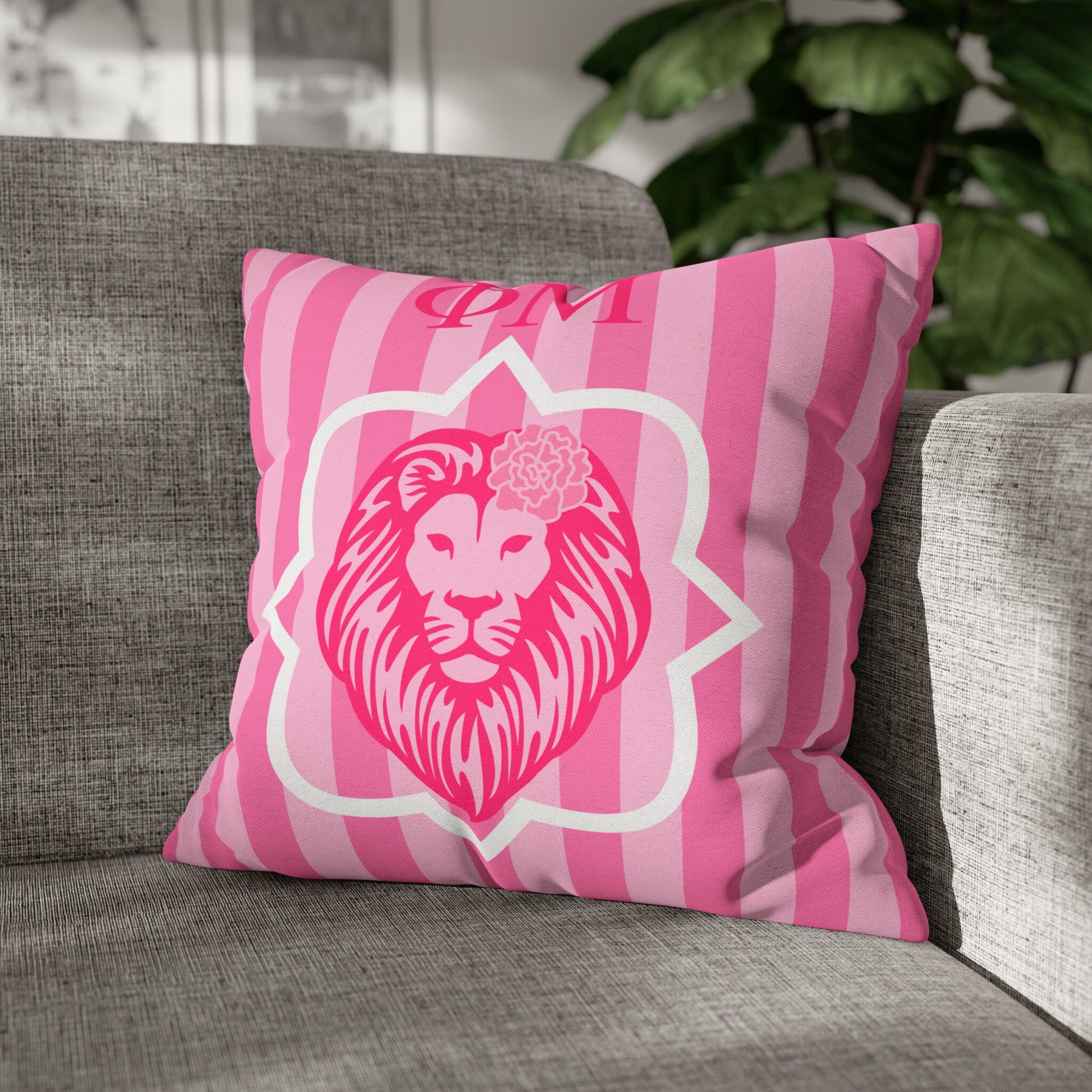 Phi Mu Lion Stripe Pillow Case - Ivy Society