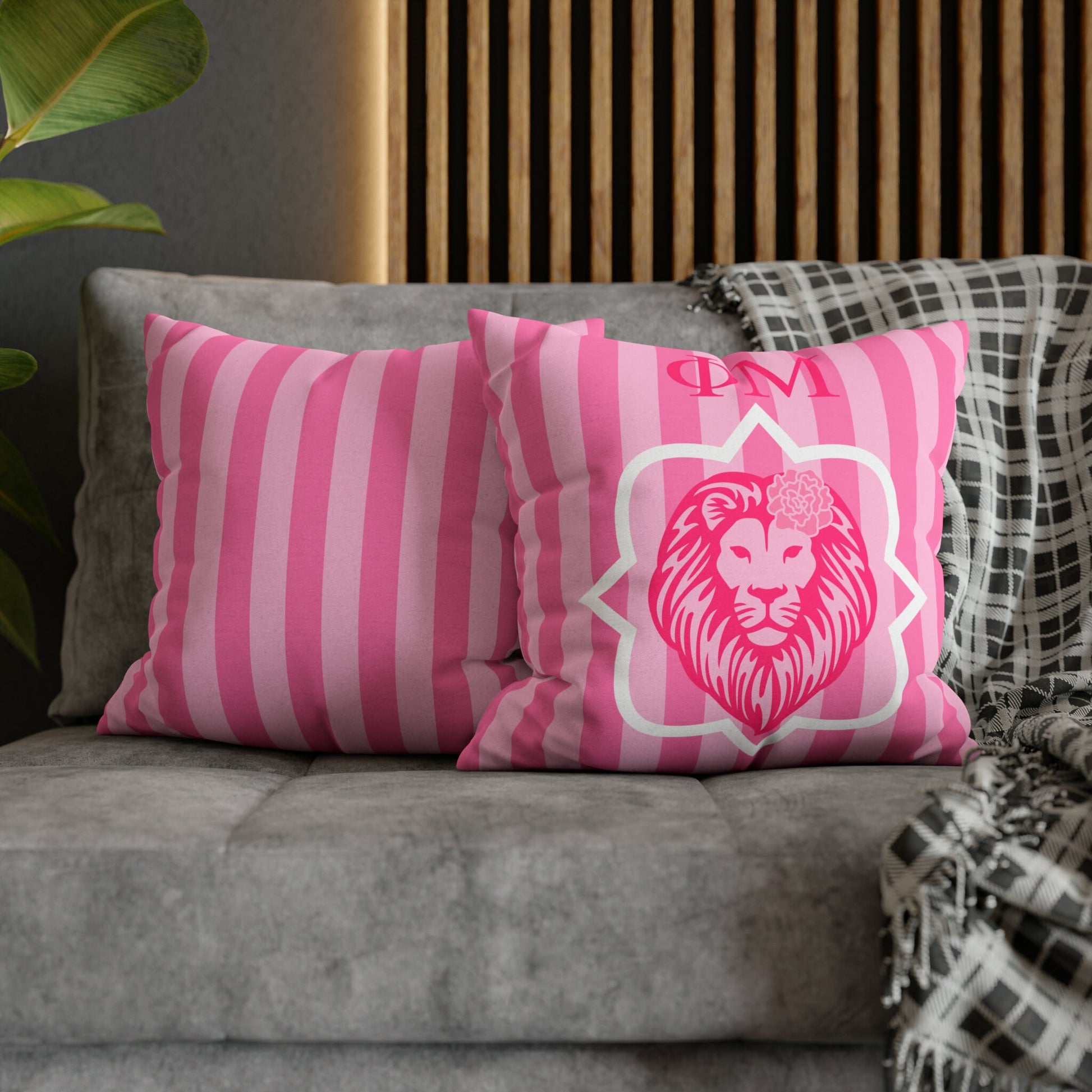 Phi Mu Lion Stripe Pillow Case - Ivy Society