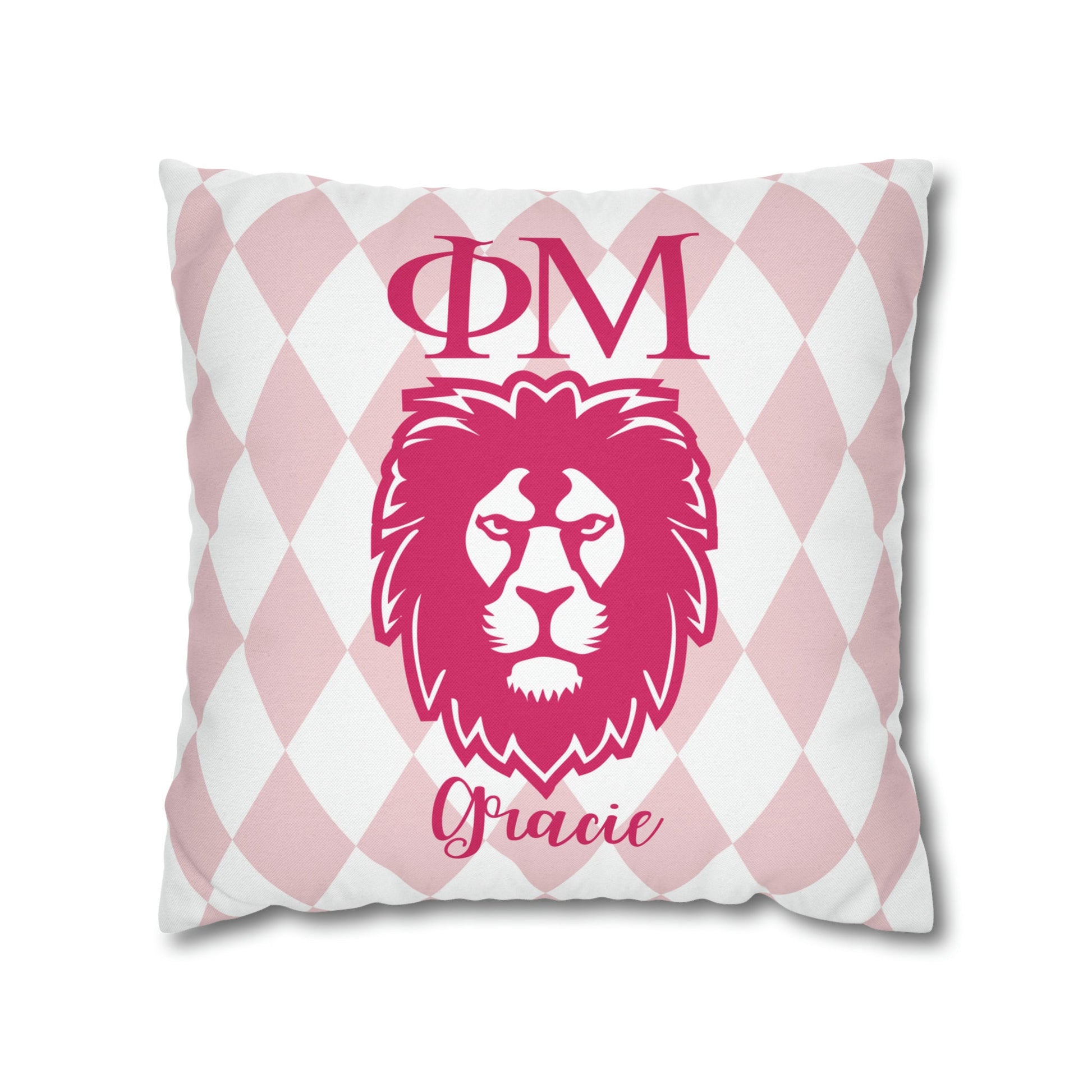 Phi Mu Personalized Lion Pillow Cover - Ivy Society
