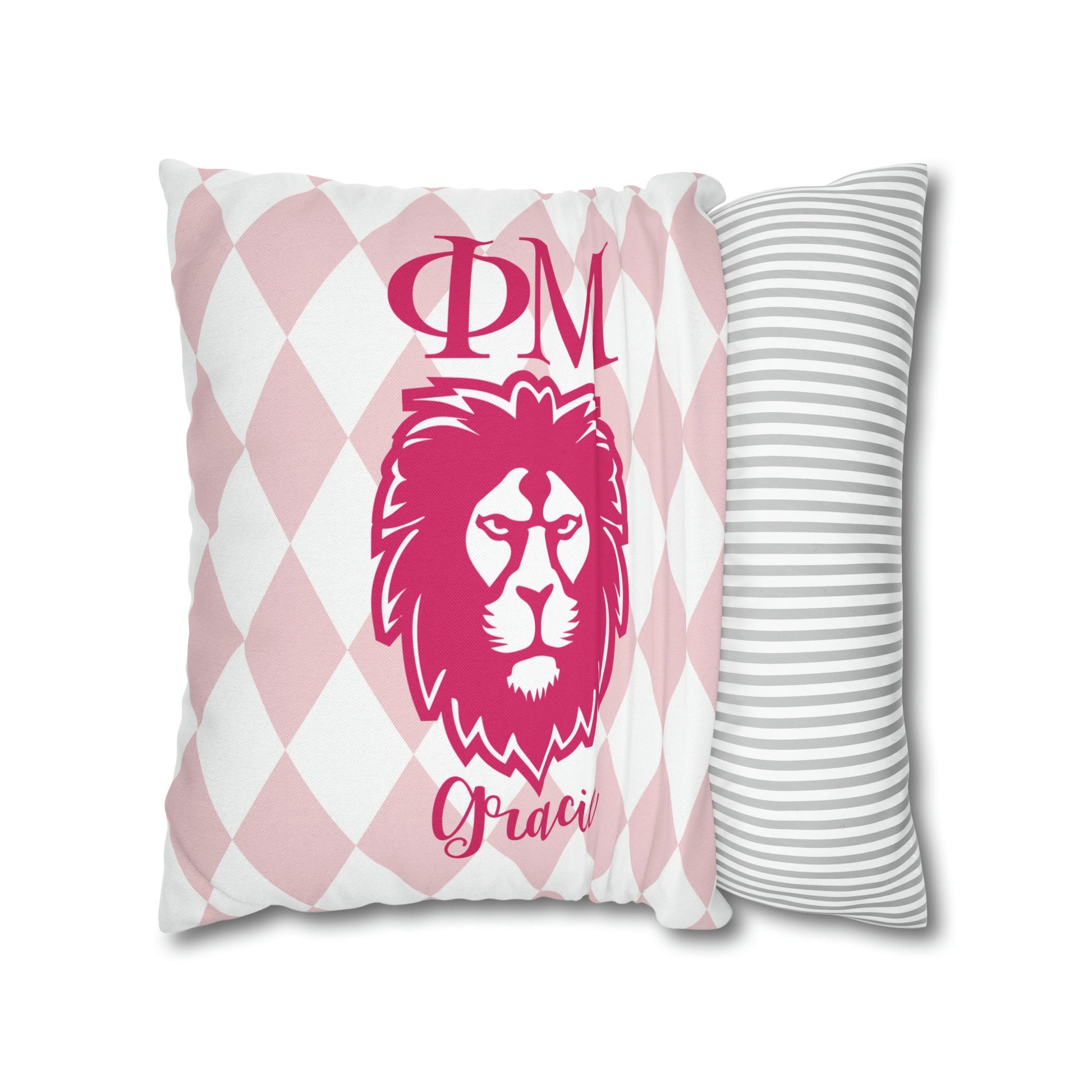 Phi Mu Personalized Lion Pillow Cover - Ivy Society