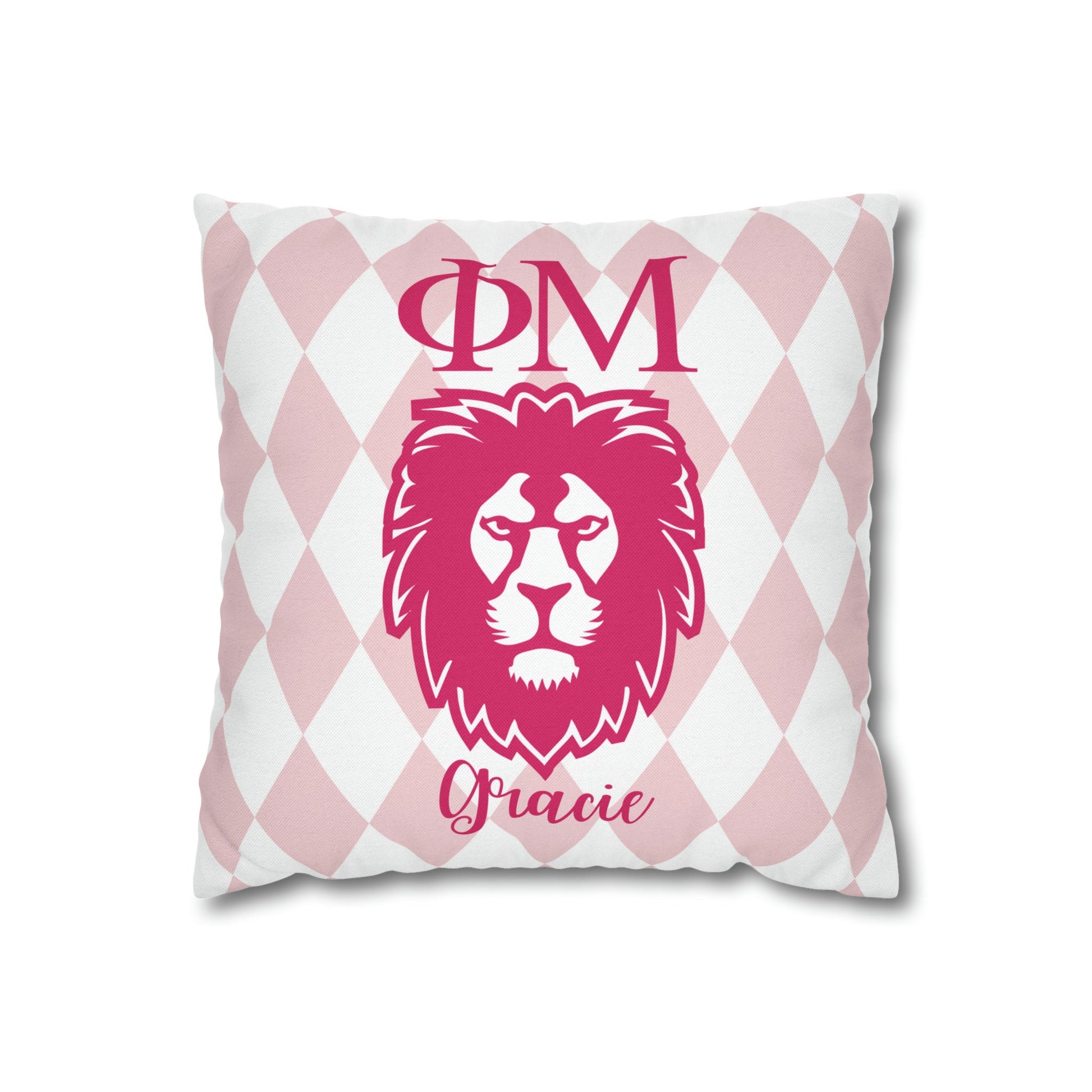 Phi Mu Personalized Lion Pillow Cover - Ivy Society
