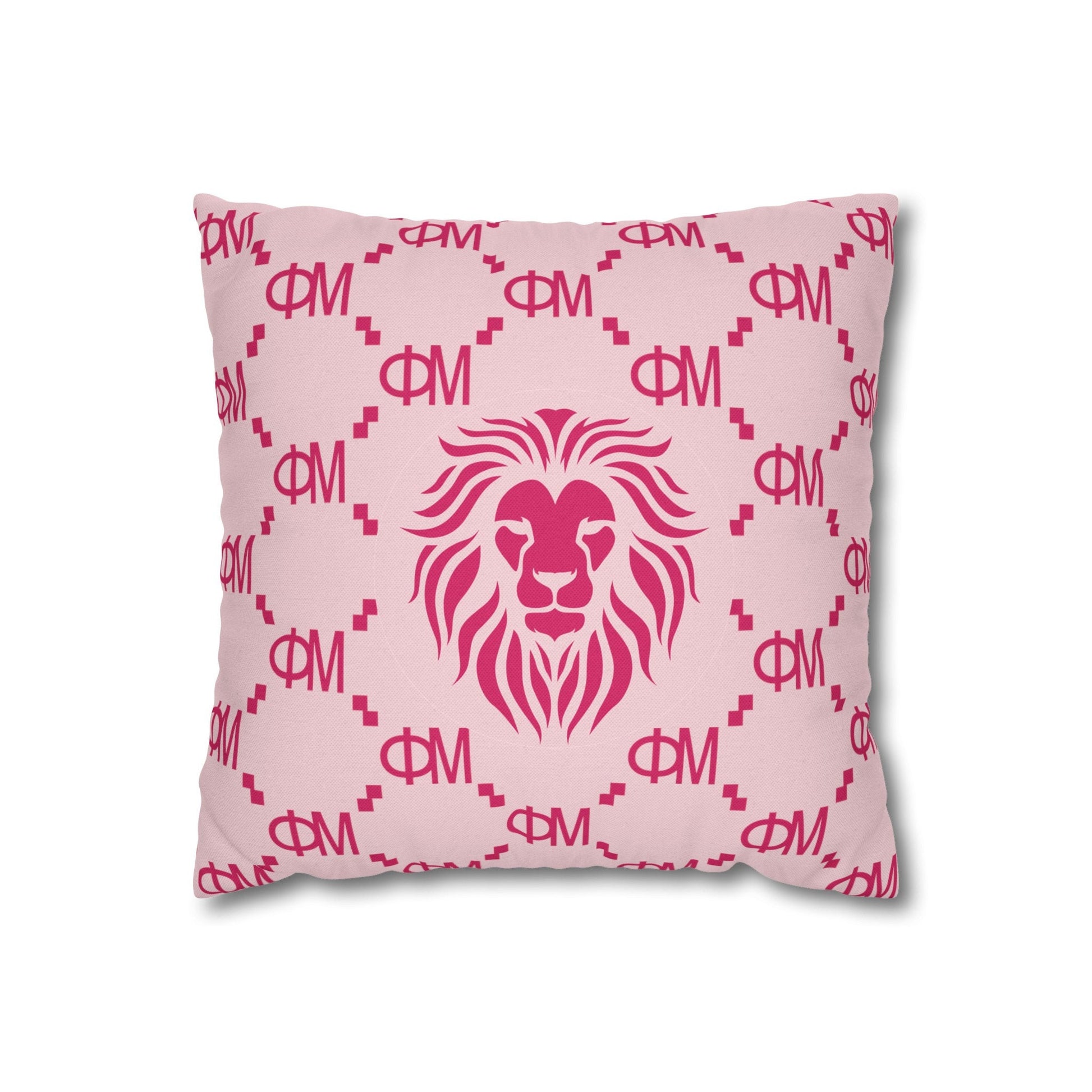Phi Mu Pink Lion Throw Pillow Cover - Ivy Society