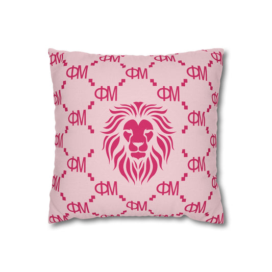 Phi Mu Pink Lion Throw Pillow Cover - Ivy Society