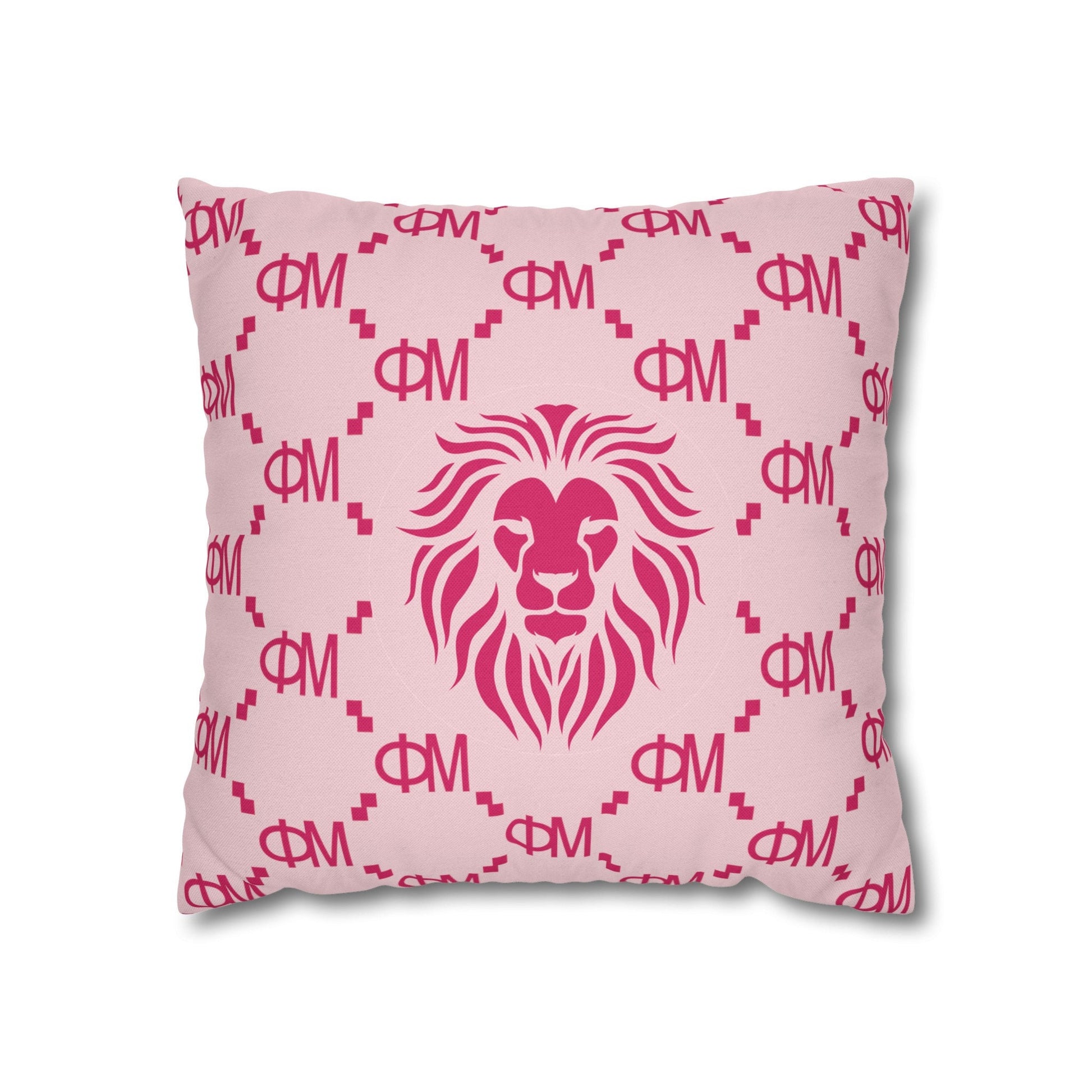 Phi Mu Pink Lion Throw Pillow Cover - Ivy Society