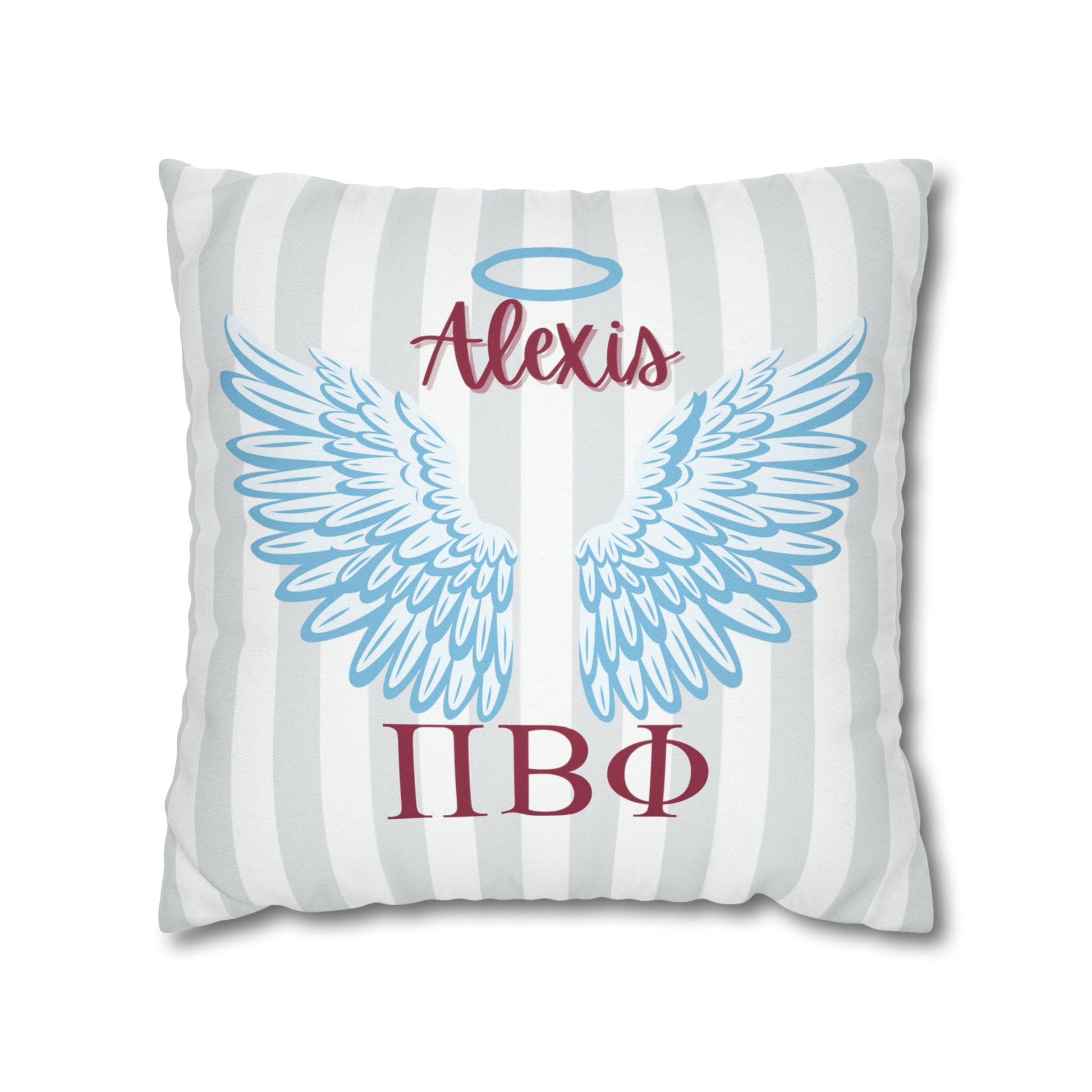 Pi Beta Phi Personalized Blue Angel Wings Pillow Cover - Ivy Society