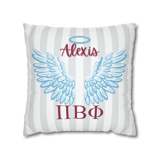 Pi Beta Phi Personalized Blue Angel Wings Pillow Cover - Ivy Society