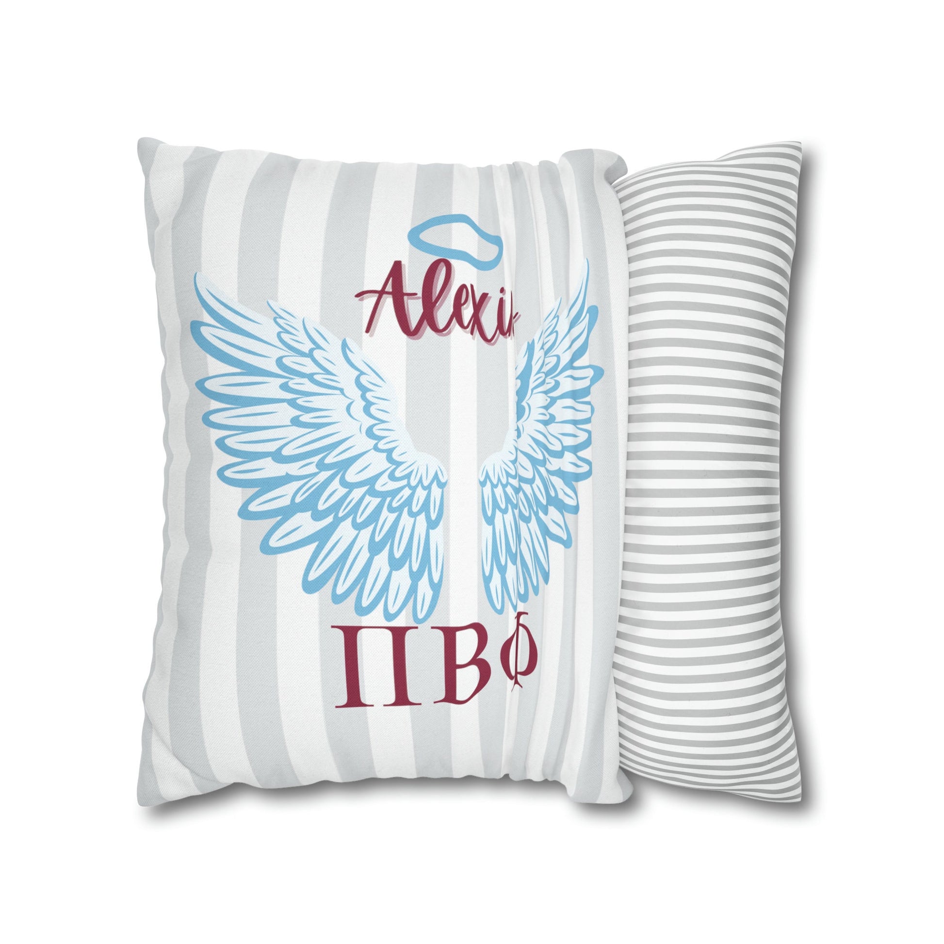 Pi Beta Phi Personalized Blue Angel Wings Pillow Cover - Ivy Society