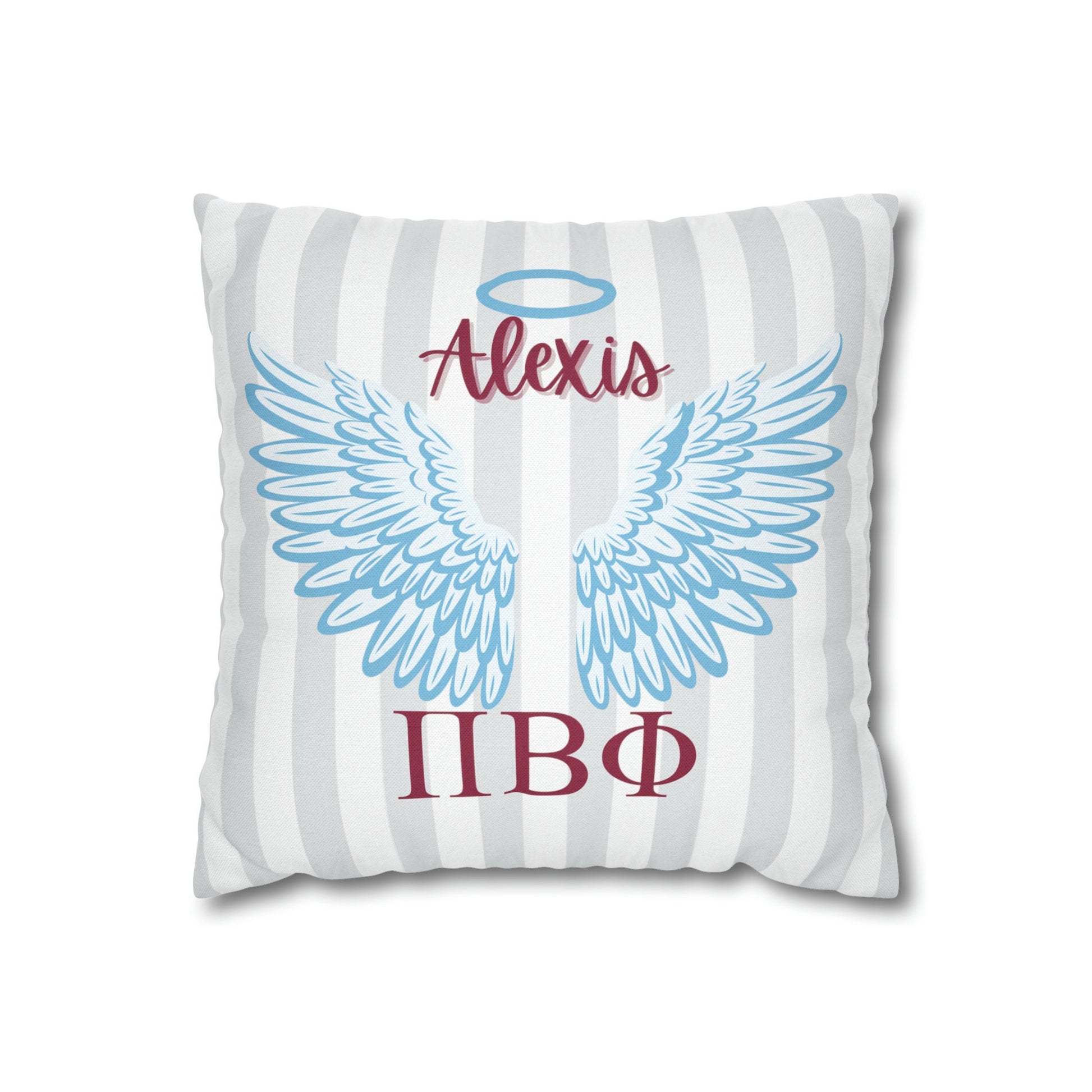 Pi Beta Phi Personalized Blue Angel Wings Pillow Cover - Ivy Society