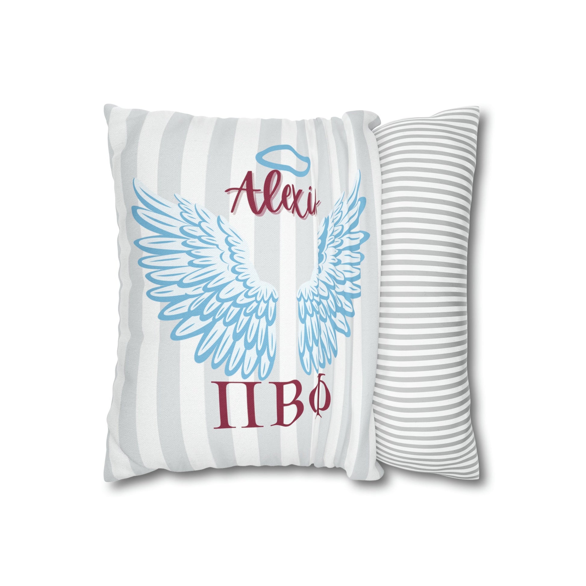 Pi Beta Phi Personalized Blue Angel Wings Pillow Cover - Ivy Society