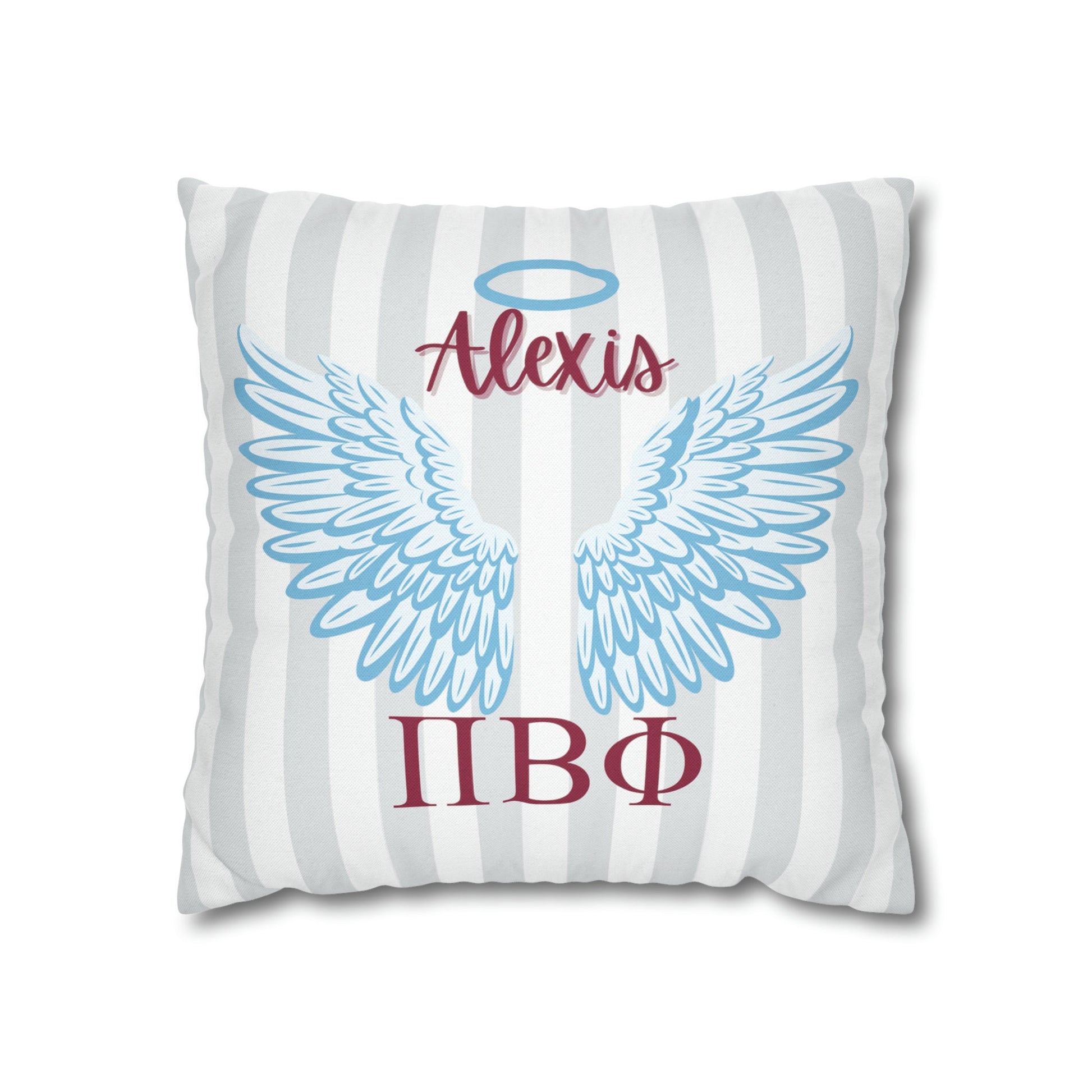 Pi Beta Phi Personalized Blue Angel Wings Pillow Cover - Ivy Society
