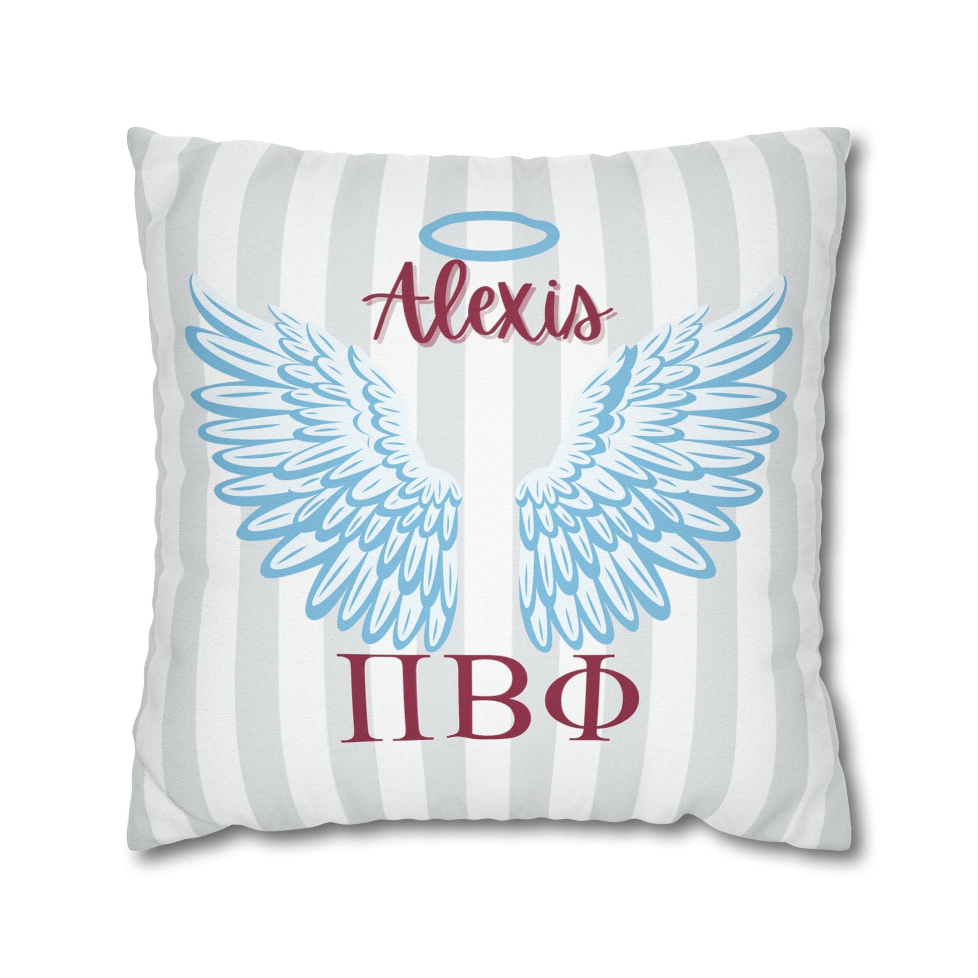 Pi Beta Phi Personalized Blue Angel Wings Pillow Cover - Ivy Society