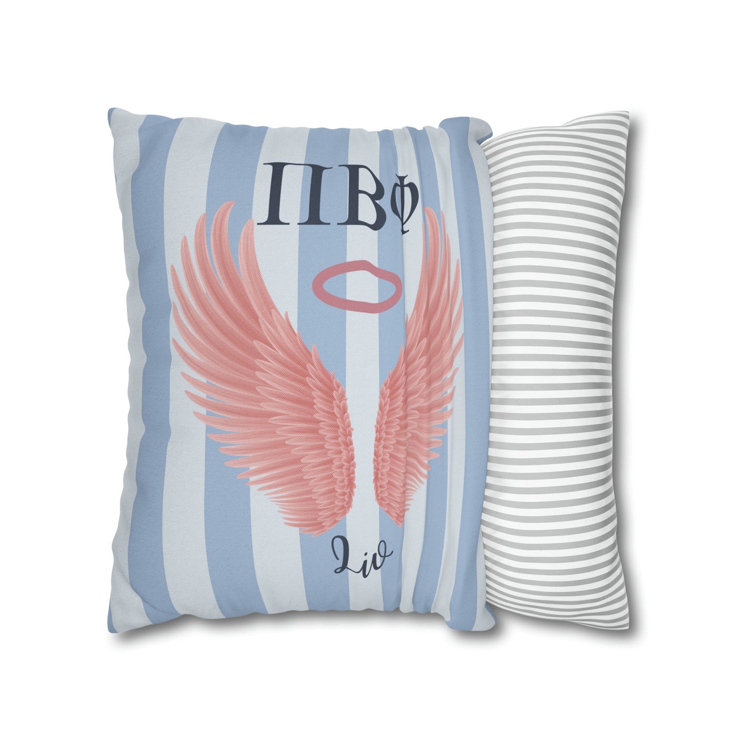 Pi Beta Phi Personalized Pink Angel Wings Pillow Cover - Ivy Society