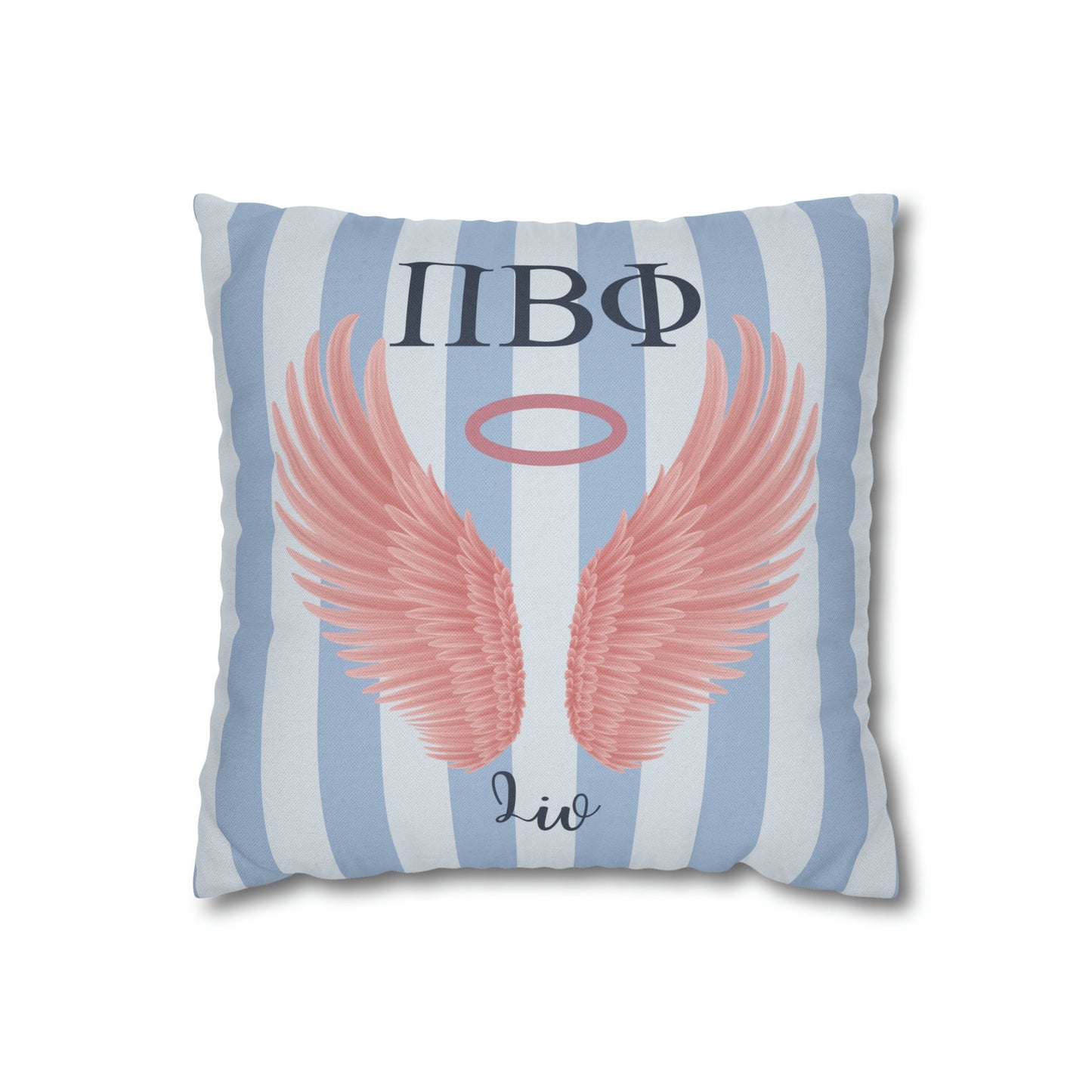 Pi Beta Phi Personalized Pink Angel Wings Pillow Cover - Ivy Society
