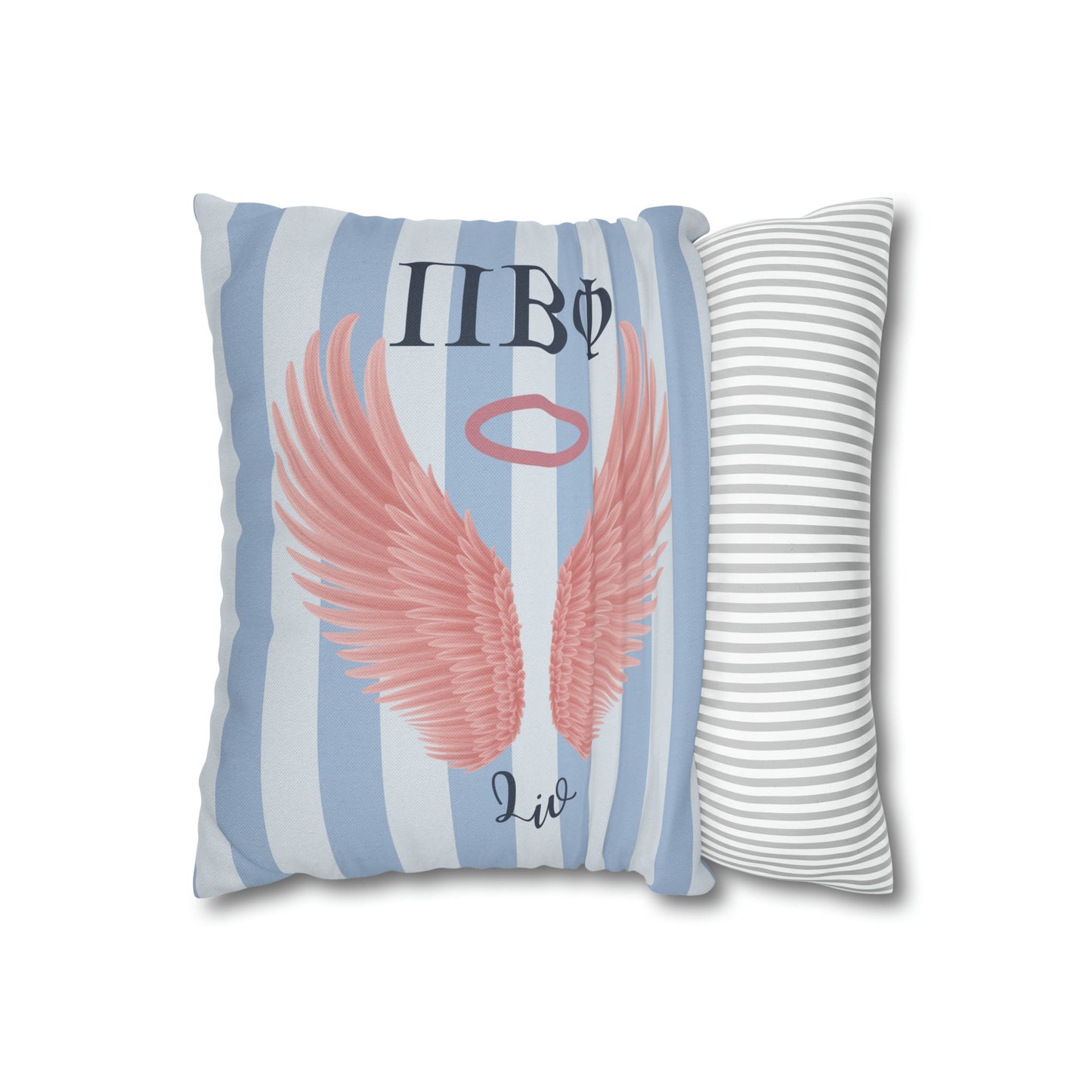 Pi Beta Phi Personalized Pink Angel Wings Pillow Cover - Ivy Society