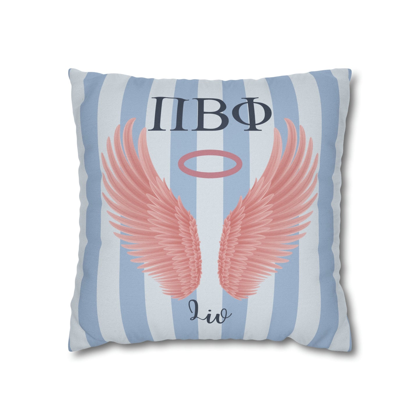 Pi Beta Phi Personalized Pink Angel Wings Pillow Cover - Ivy Society