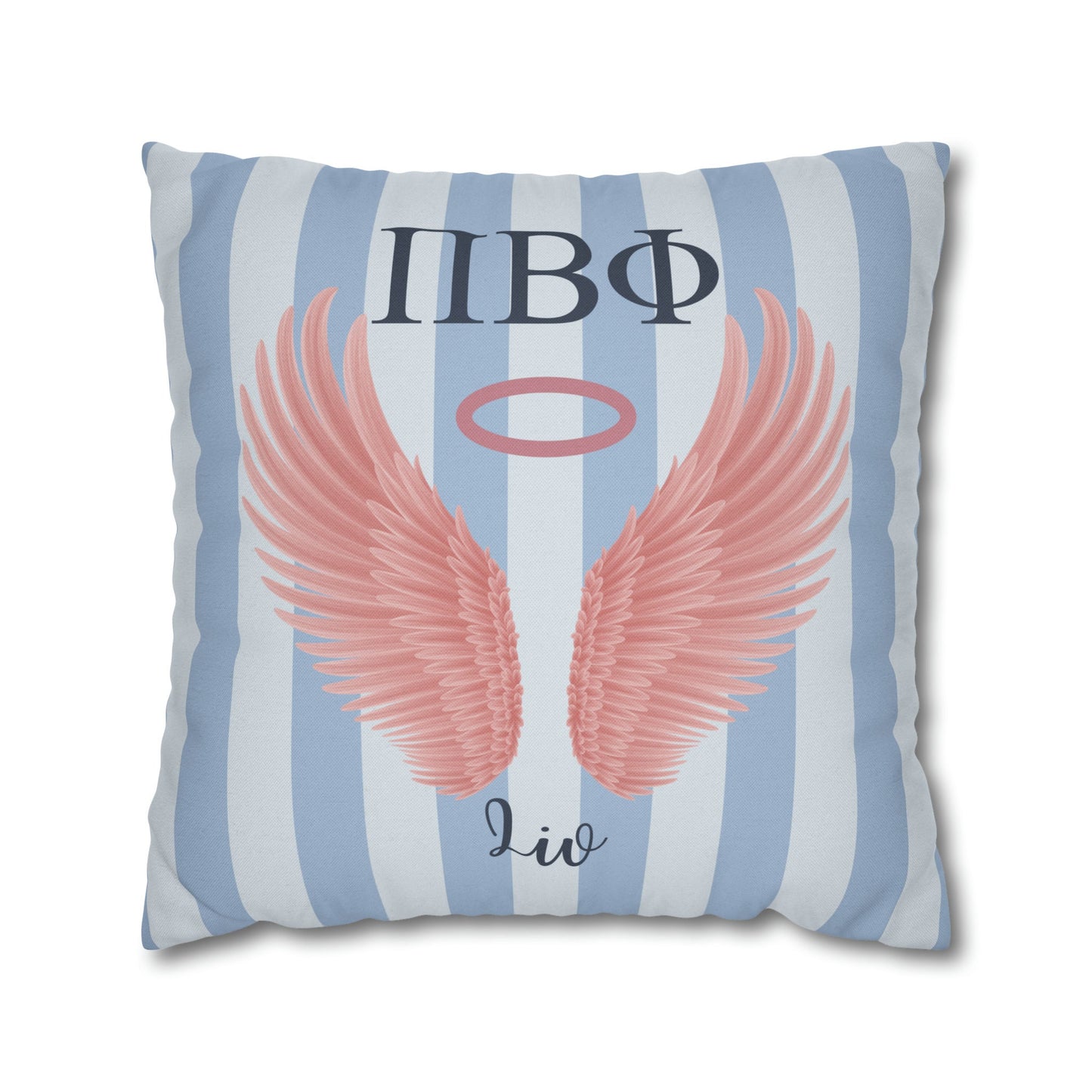 Pi Beta Phi Personalized Pink Angel Wings Pillow Cover - Ivy Society