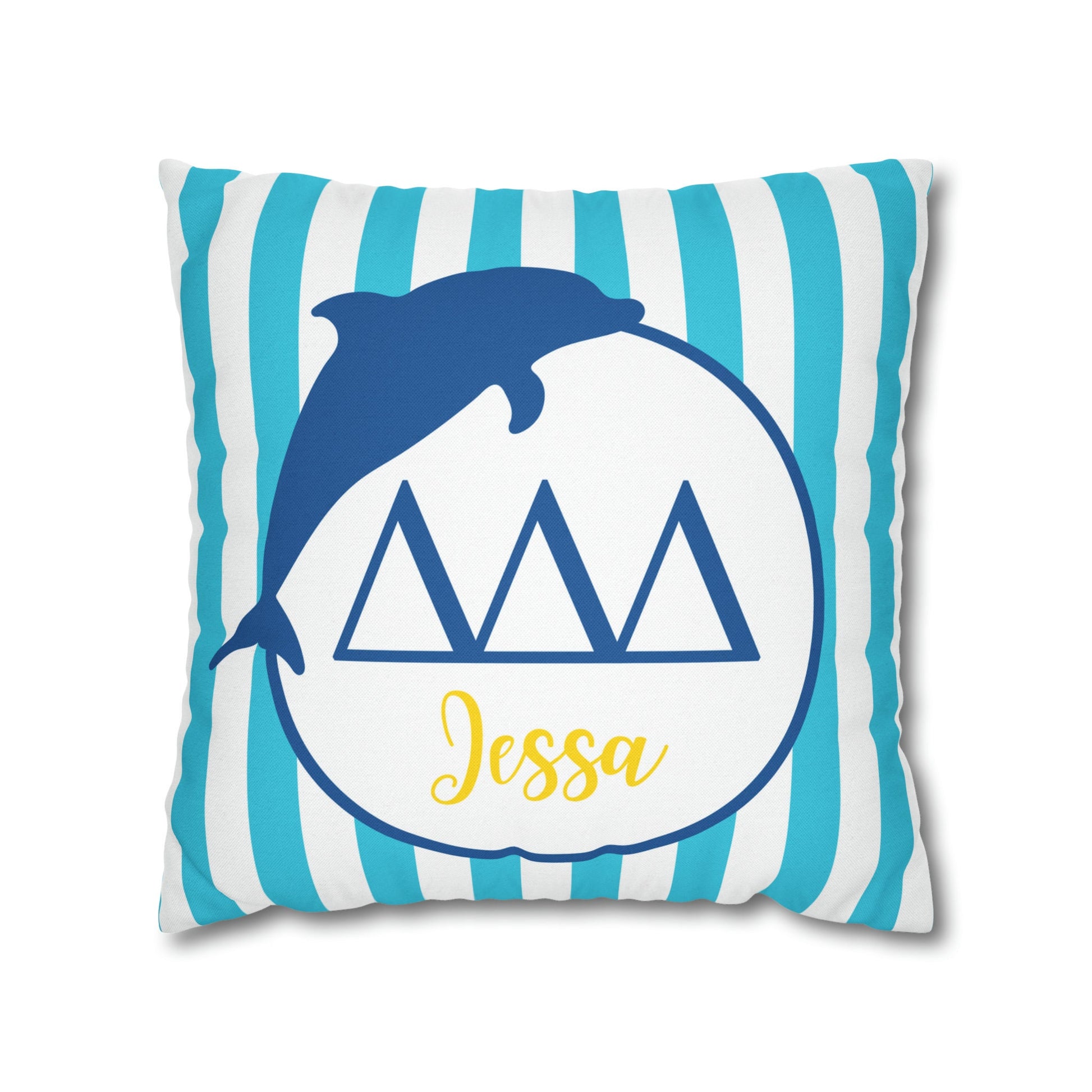 Tri Delta Personalized Dolphin Pillow Cover - Ivy Society