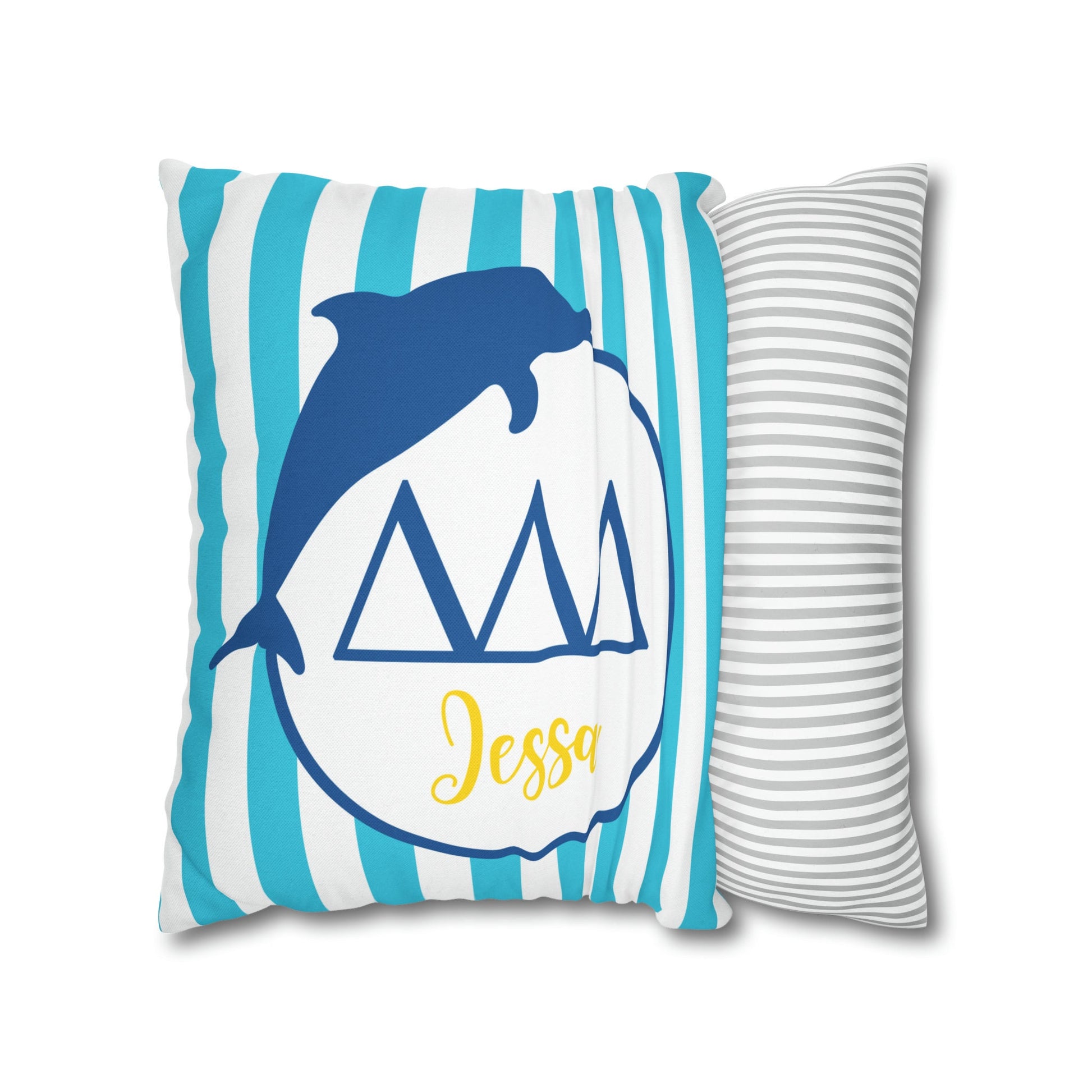 Tri Delta Personalized Dolphin Pillow Cover - Ivy Society