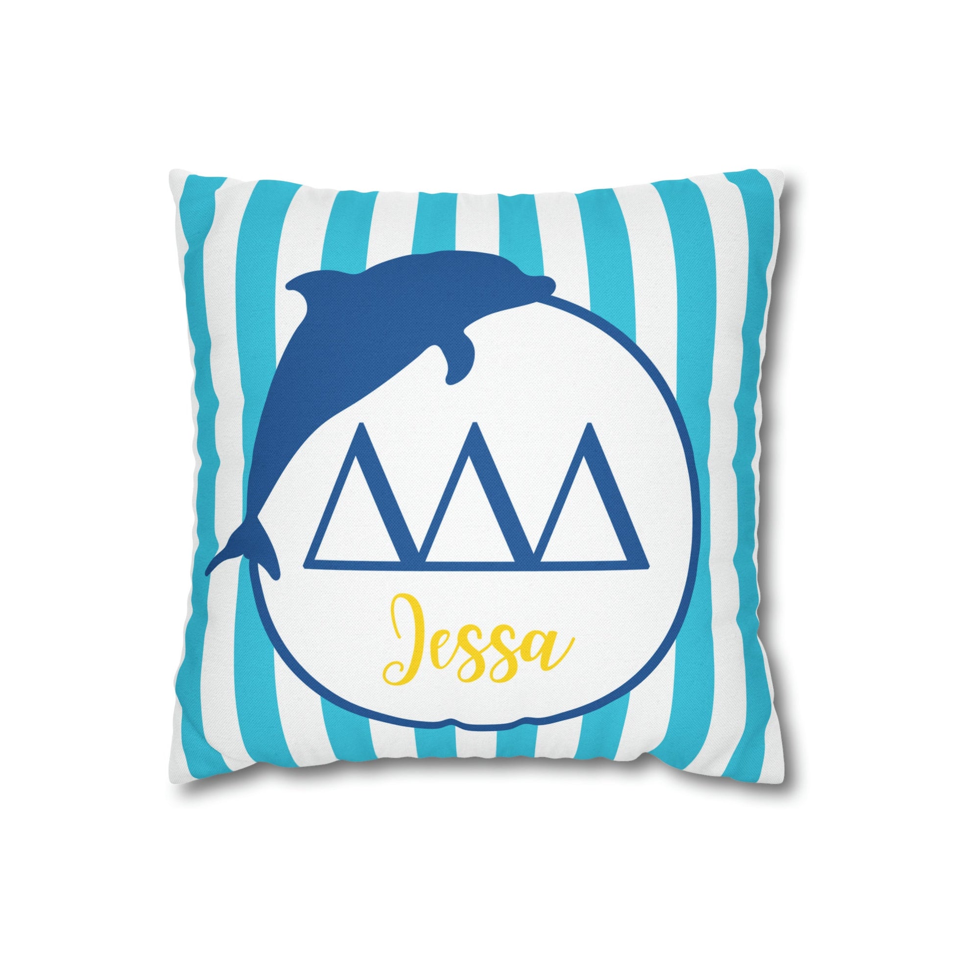 Tri Delta Personalized Dolphin Pillow Cover - Ivy Society