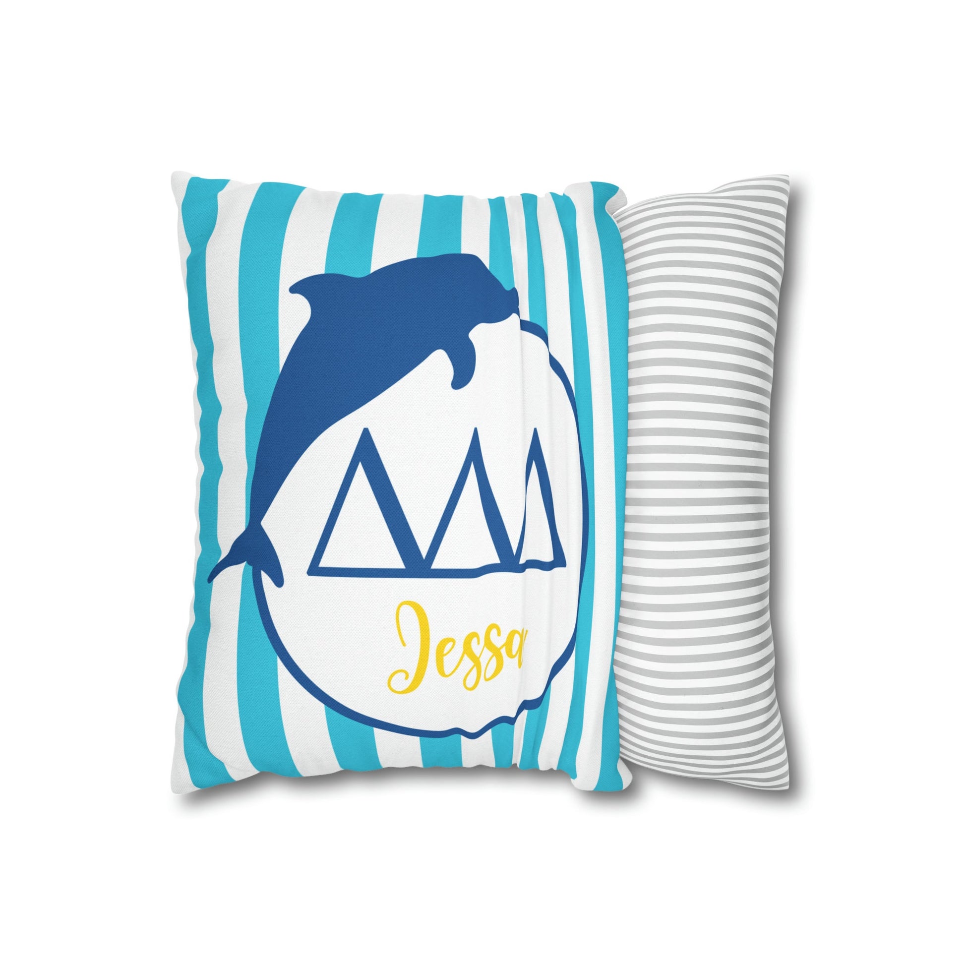 Tri Delta Personalized Dolphin Pillow Cover - Ivy Society