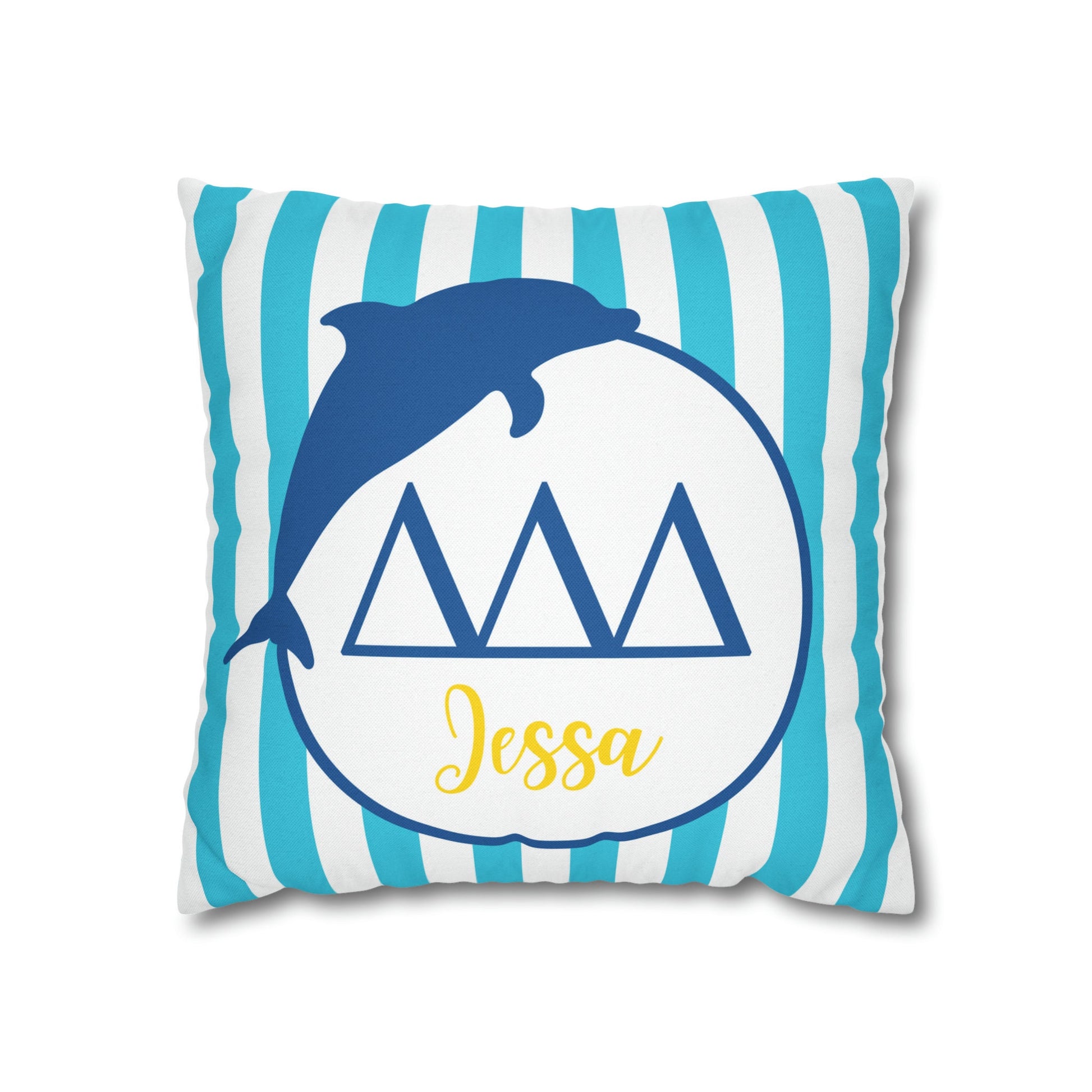 Tri Delta Personalized Dolphin Pillow Cover - Ivy Society
