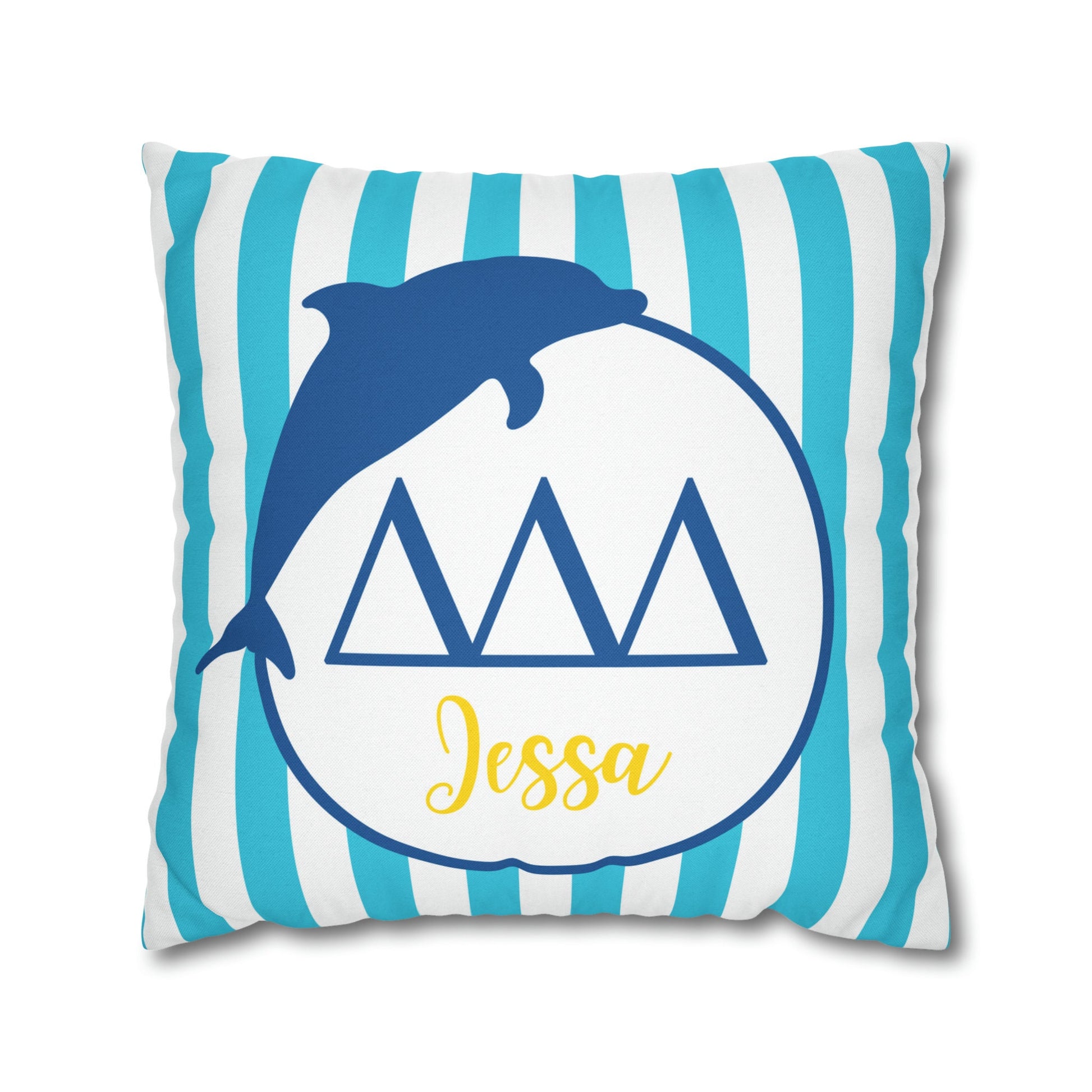 Tri Delta Personalized Dolphin Pillow Cover - Ivy Society