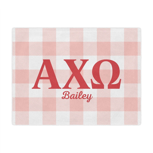 Alpha Chi Omega Personalized Checkered Blanket - Ivy Society