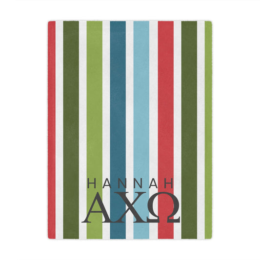 Alpha Chi Omega Personalized Striped Blanket - Ivy Society